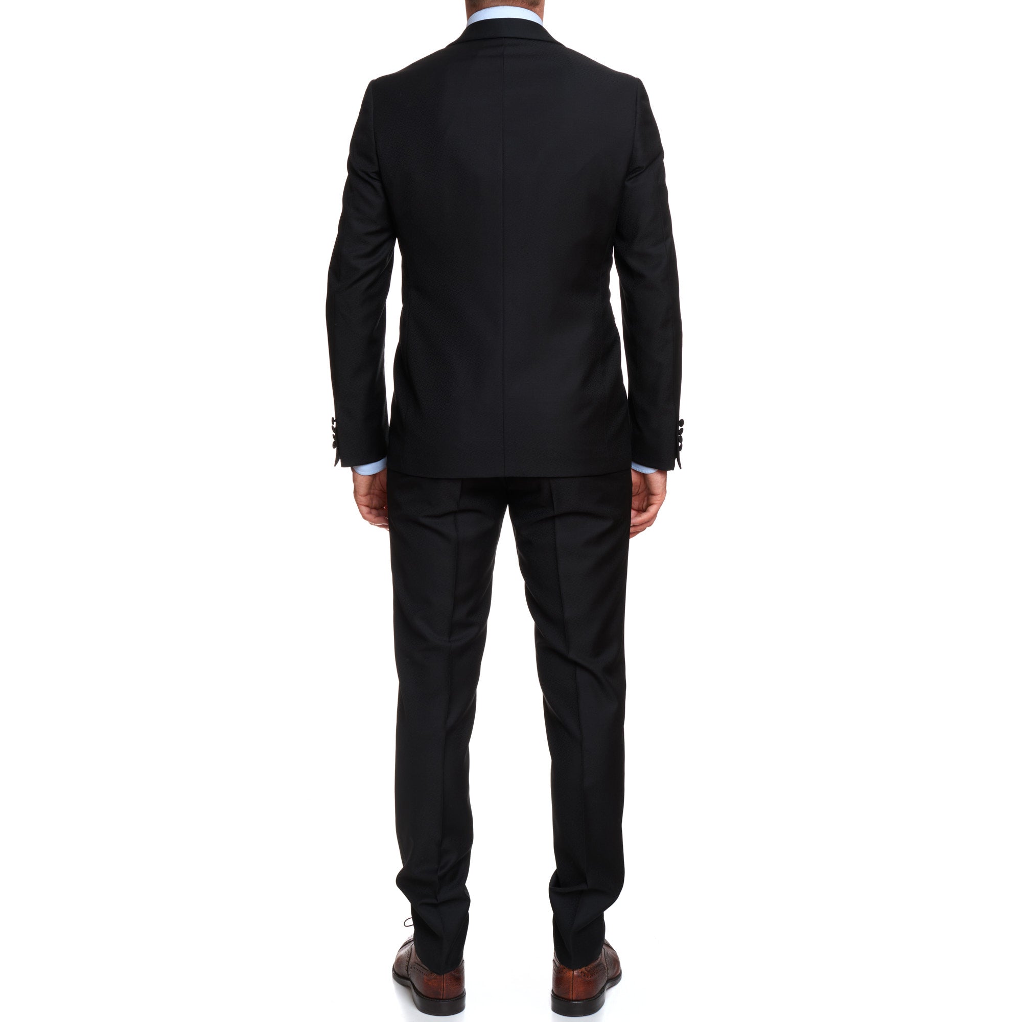 CANALI 1934 Black Jacquard Patterned Wool 3 Piece Shawl Collar Formal Suit EU 50 US 40 CANALI