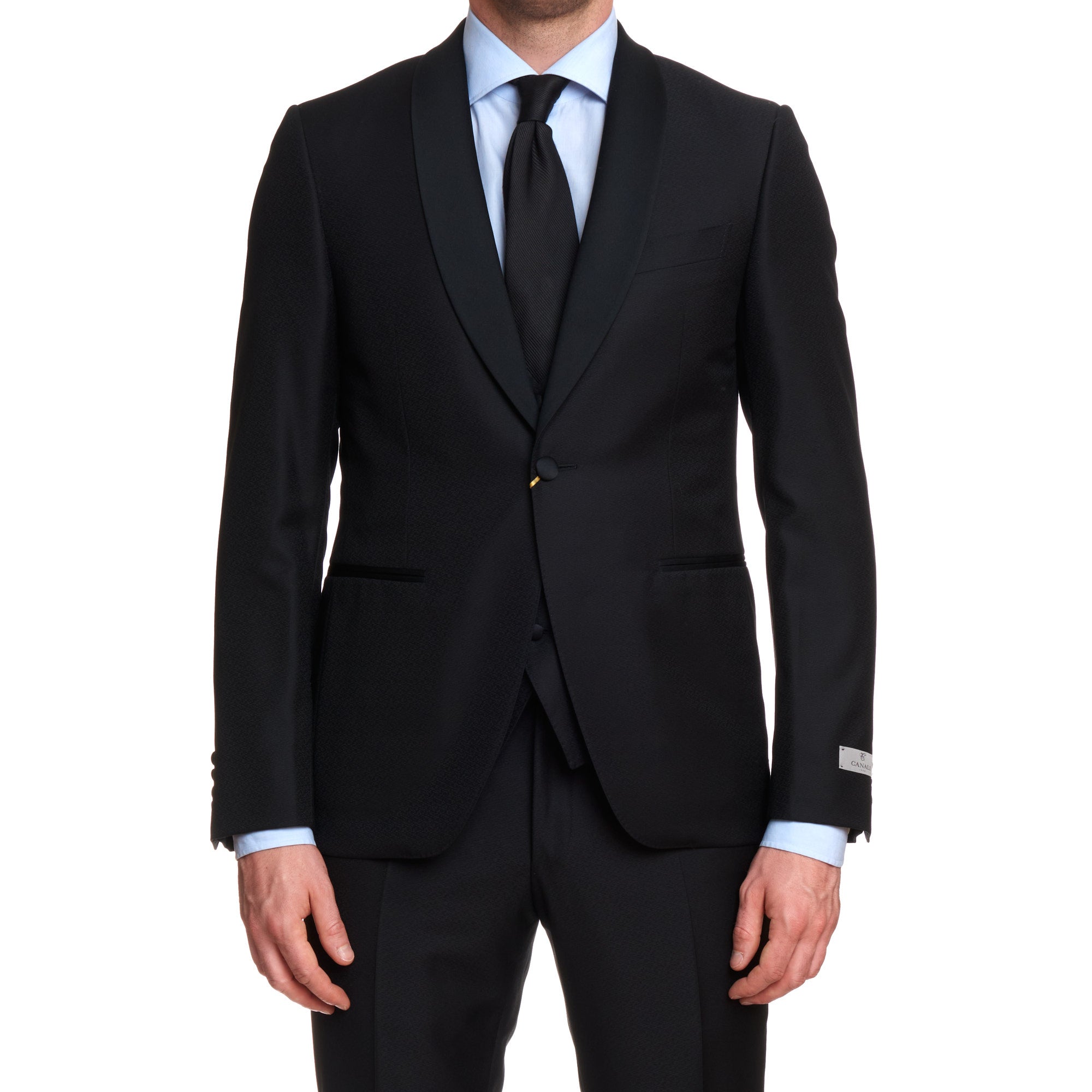CANALI 1934 Black Jacquard Patterned Wool 3 Piece Shawl Collar Formal Suit EU 50 US 40 CANALI