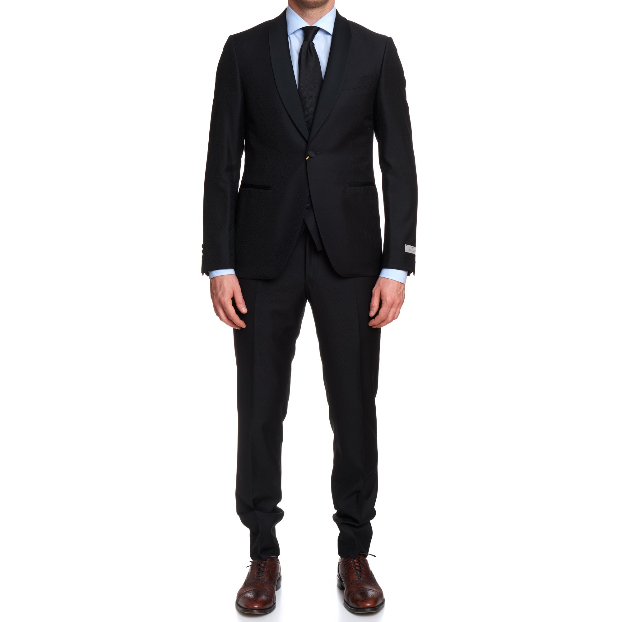 CANALI 1934 Black Jacquard Patterned Wool 3 Piece Shawl Collar Formal Suit EU 50 US 40 CANALI