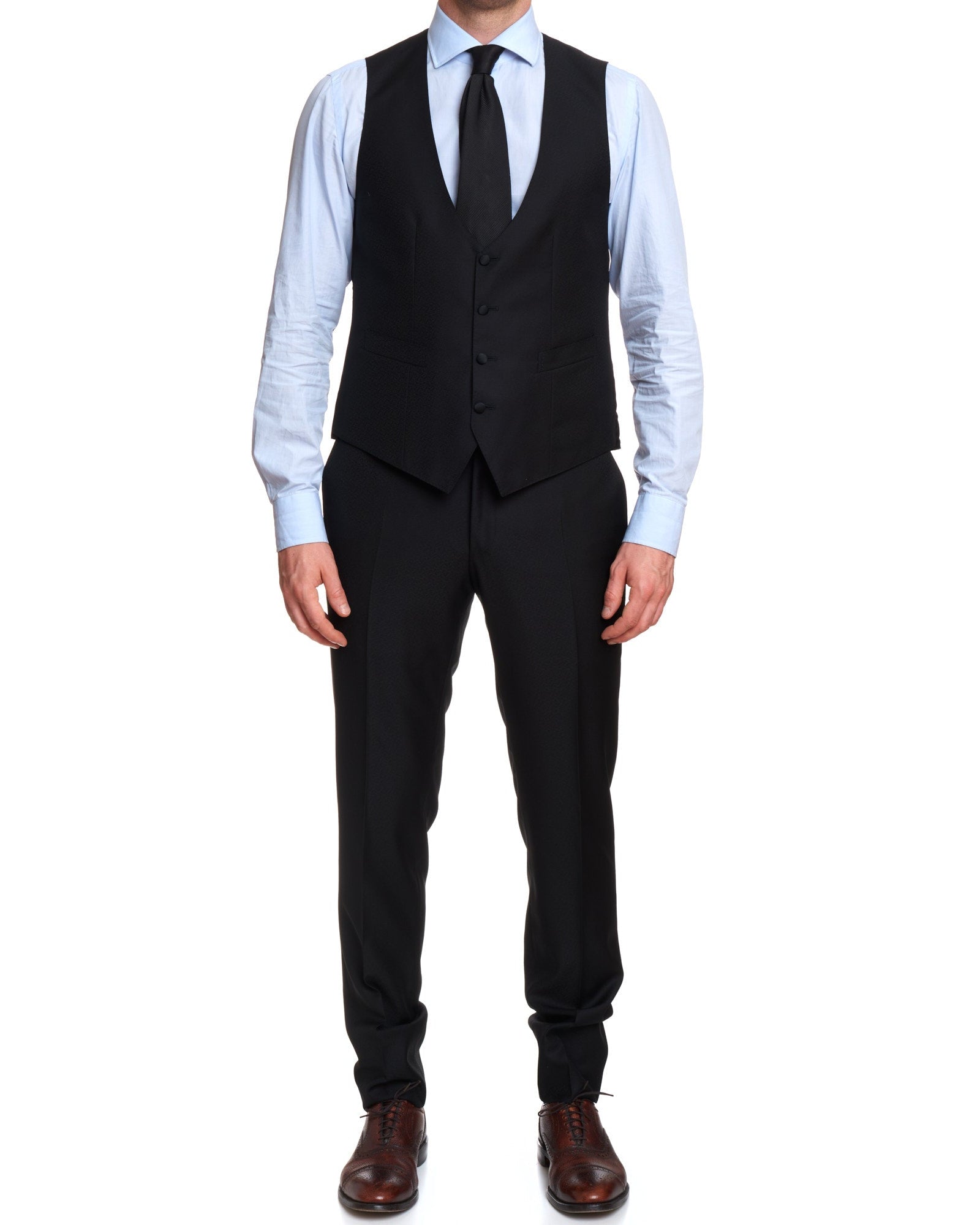 CANALI 1934 Black Jacquard Patterned Wool 3 Piece Shawl Collar Formal Suit EU 50 US 40 CANALI