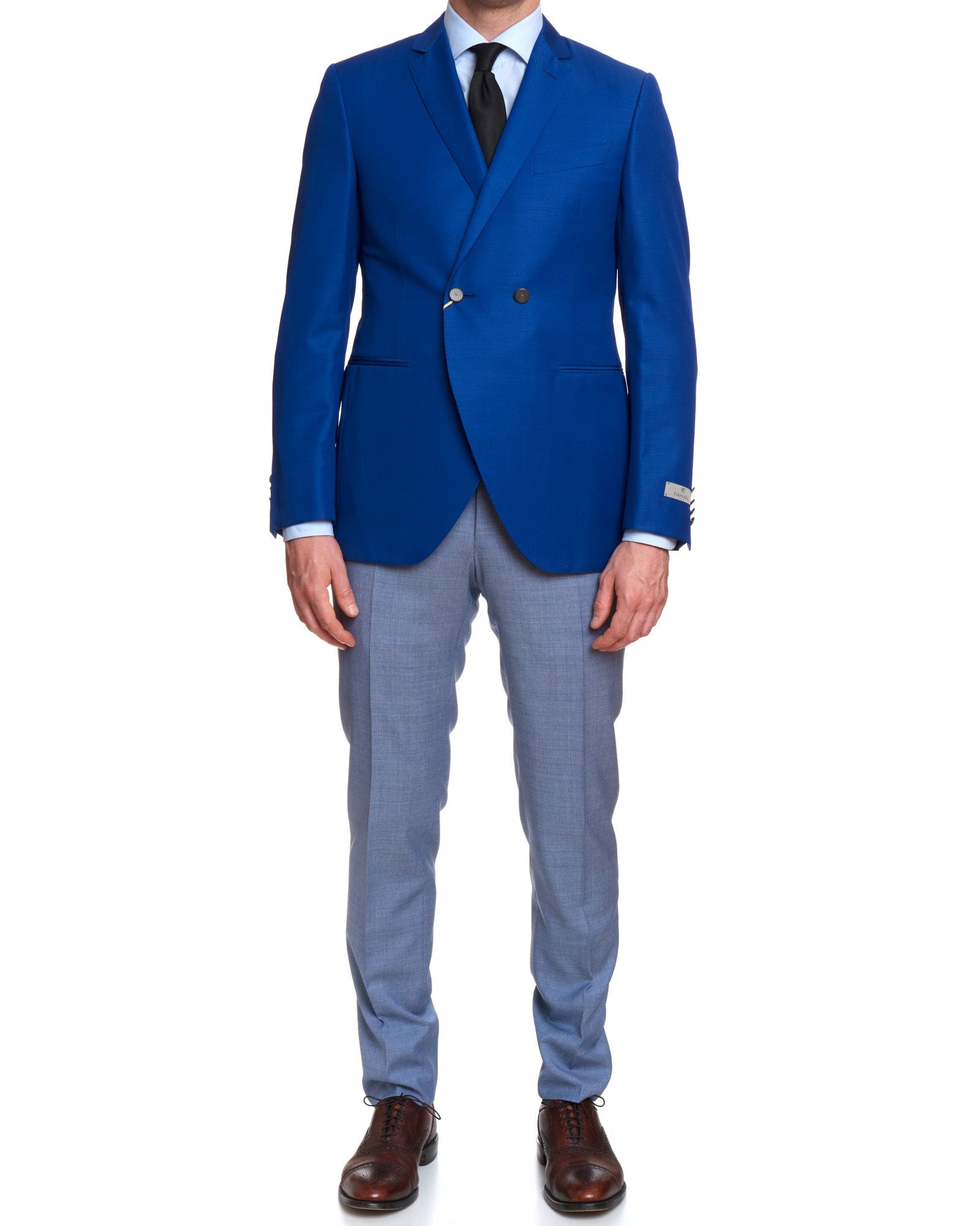 CANALI 1934 Blue Travel Wool-Mohair Double Breasted Suit EU 50 US 40 Slim Fit CANALI