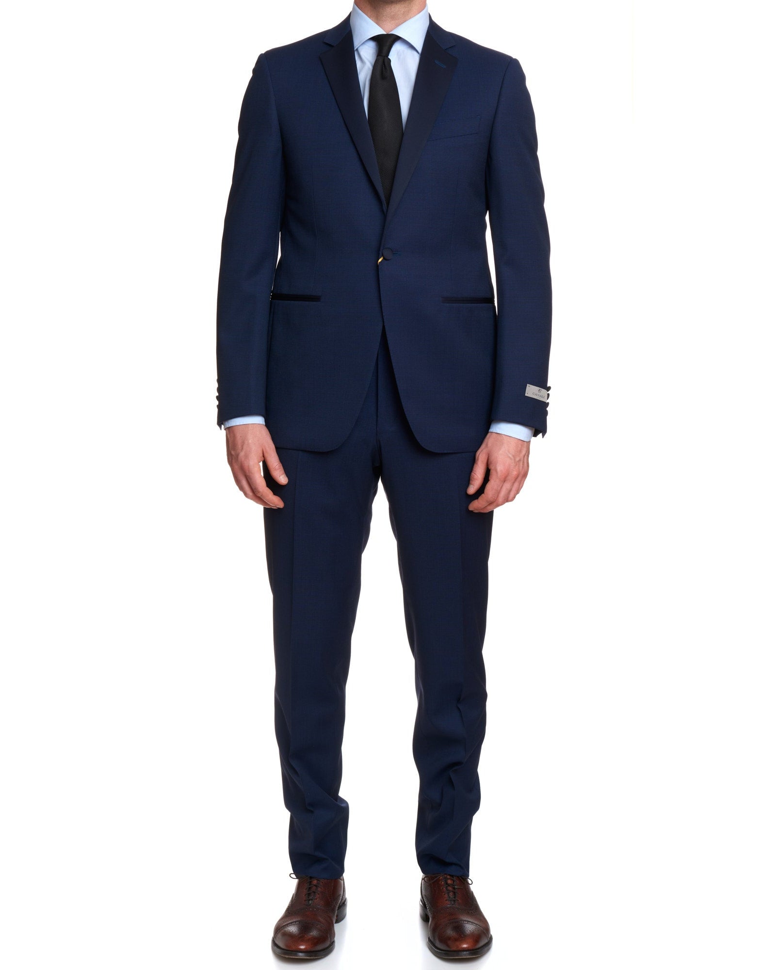 CANALI 1934 Navy Blue Water Resistant Wool 1 Button Formal Suit EU 50 US 40 Slim Fit CANALI