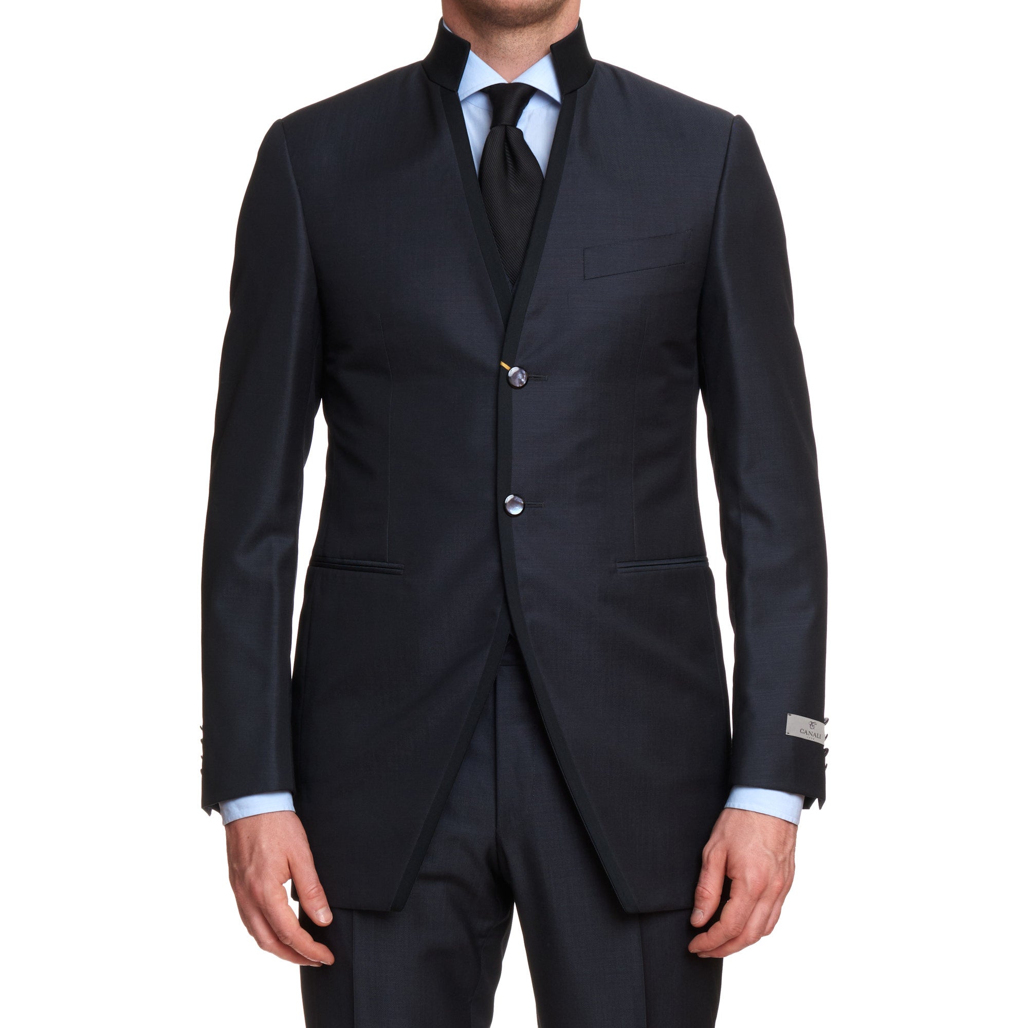 CANALI 1934 Gray Travel Wool-Mohair 3 Piece Mandarin Collar Formal Suit EU 50 US 40 CANALI