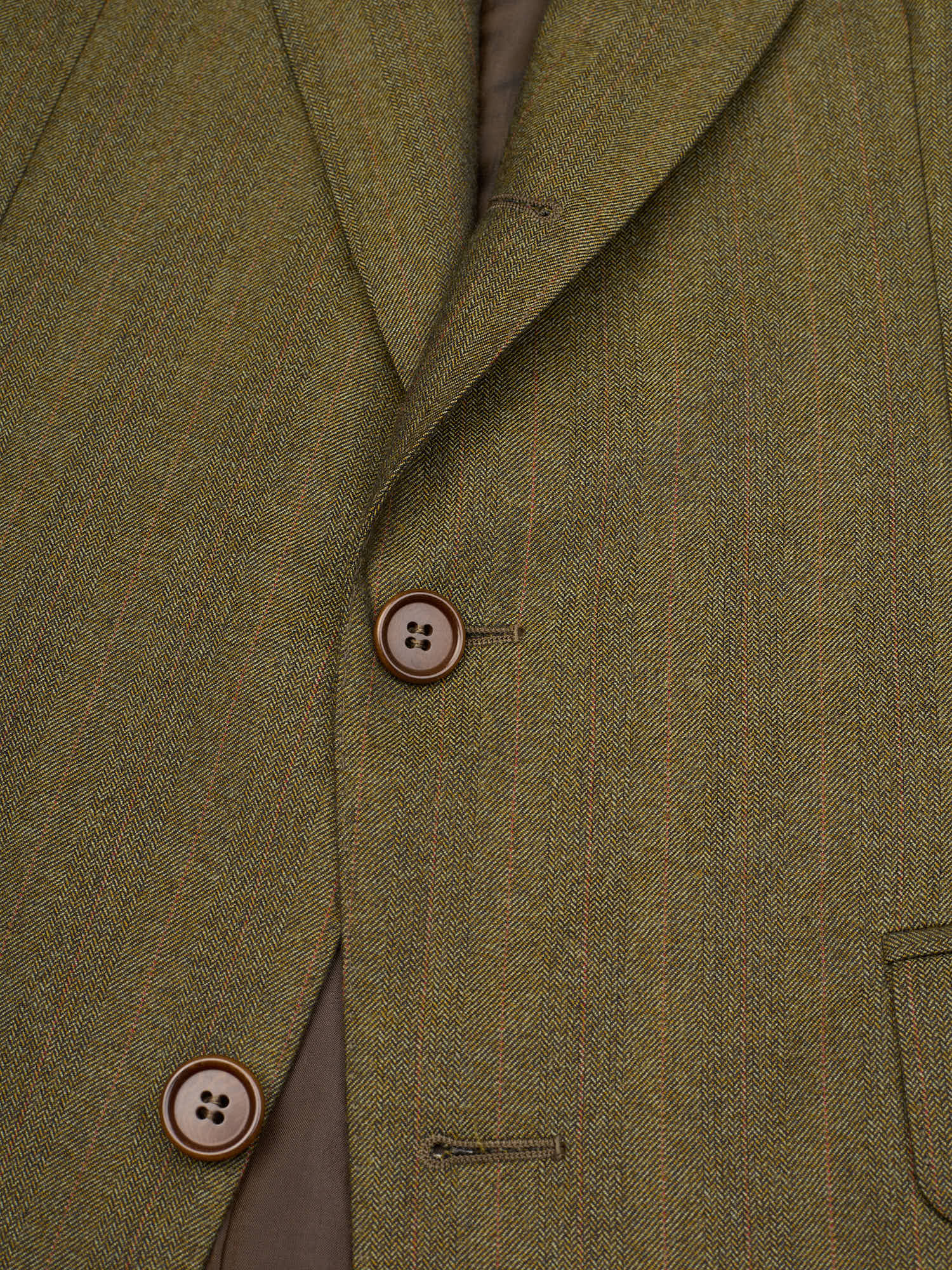 CANTARELLI Esquire Olive Green Herringbone Virgin Wool Suit