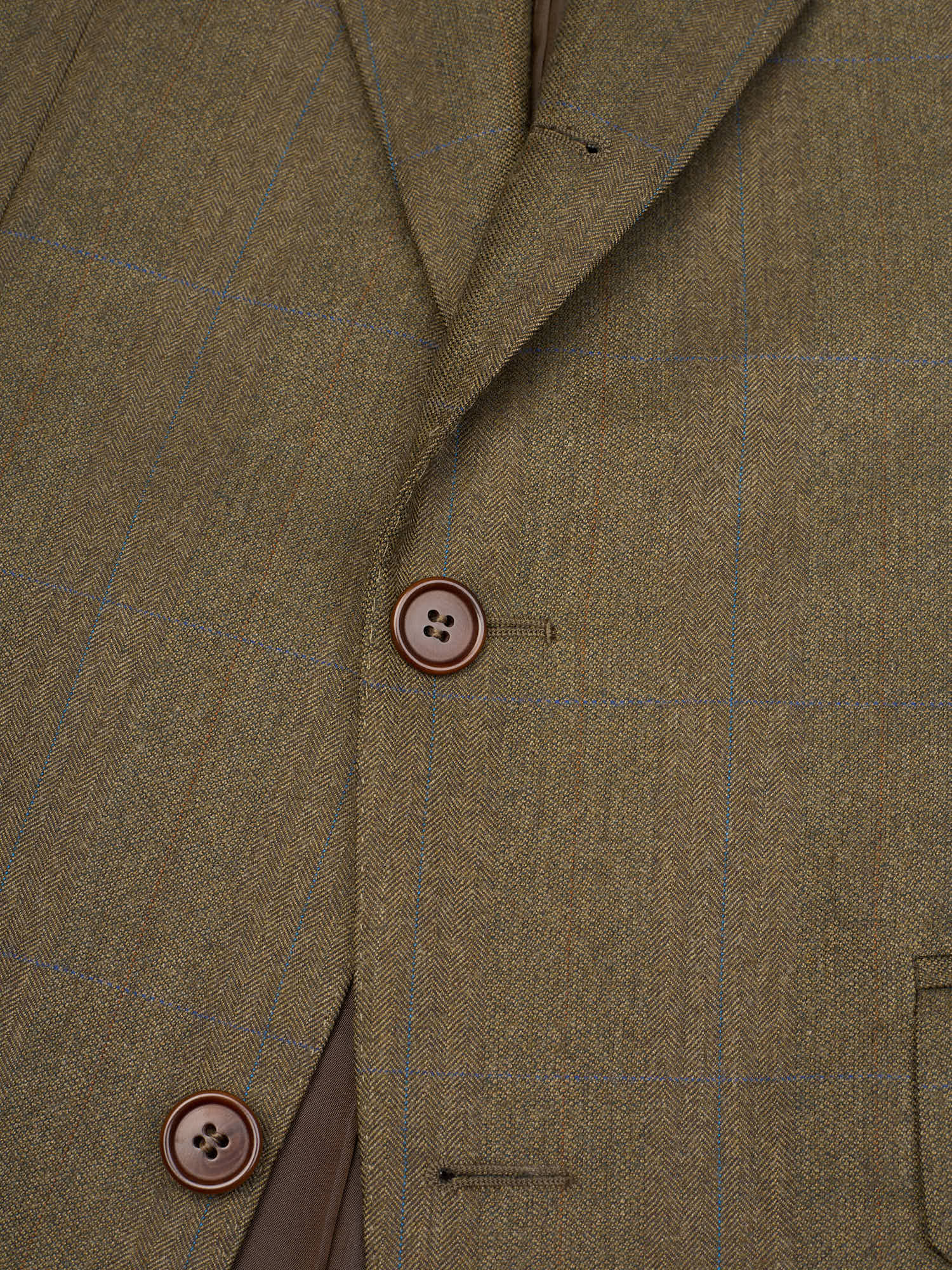 CANTARELLI Esquire for Sir Wilson Torino Olive Green Windowpane Virgin Wool Suit