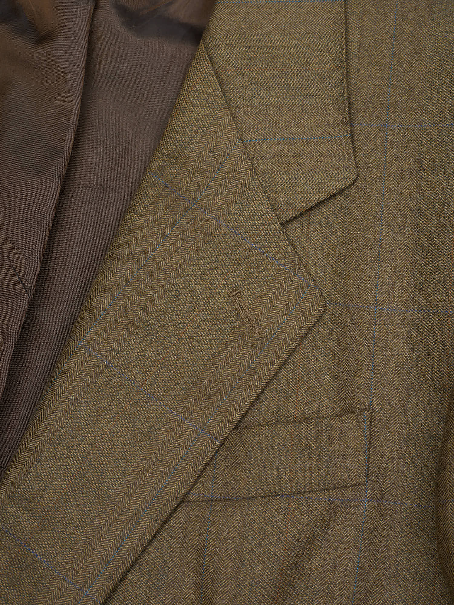 CANTARELLI Esquire for Sir Wilson Torino Olive Green Windowpane Virgin Wool Suit