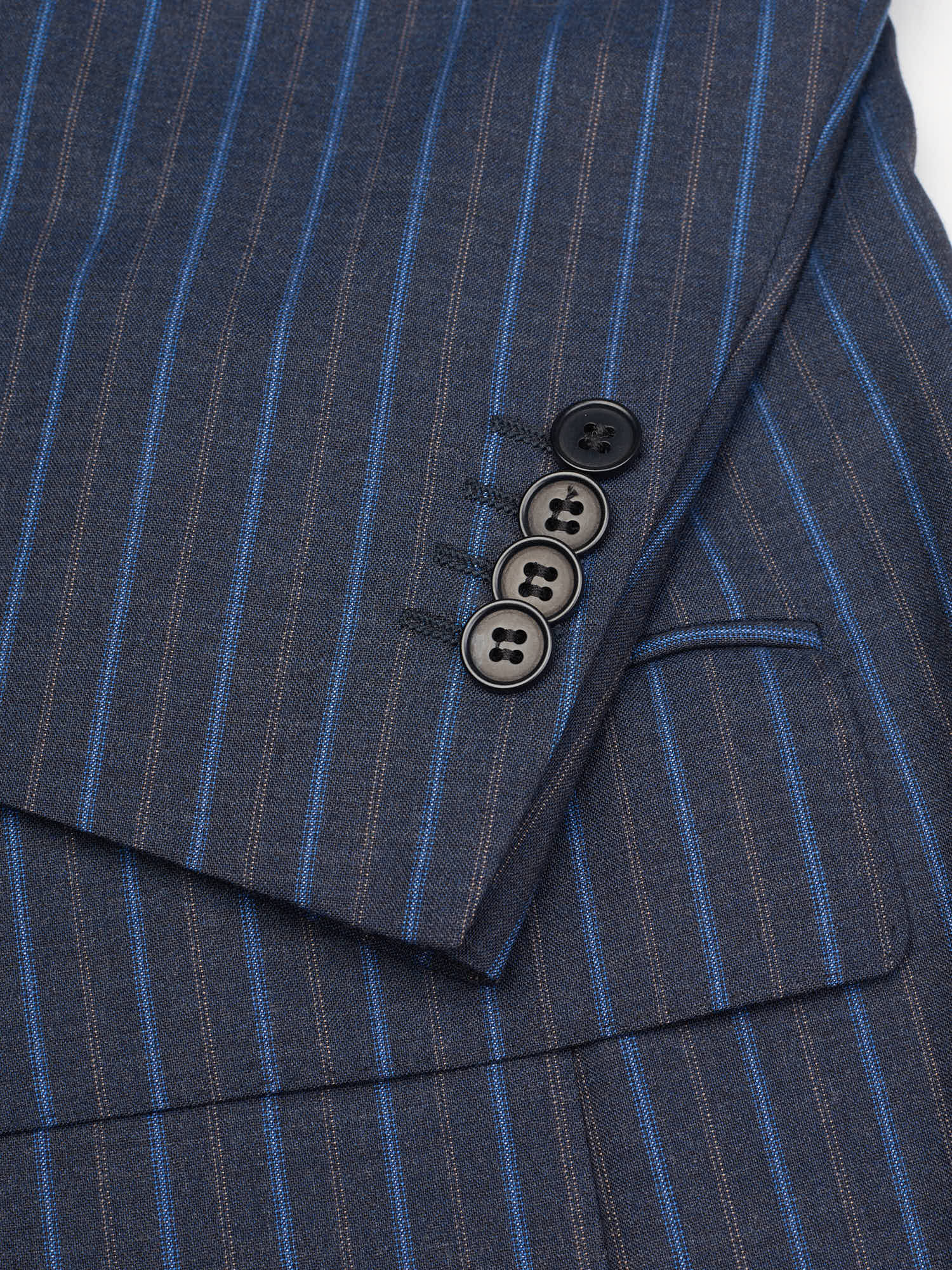 CANTARELLI for Sir Wilson Dark Blue Striped Virgin Wool S 150'S Suit
