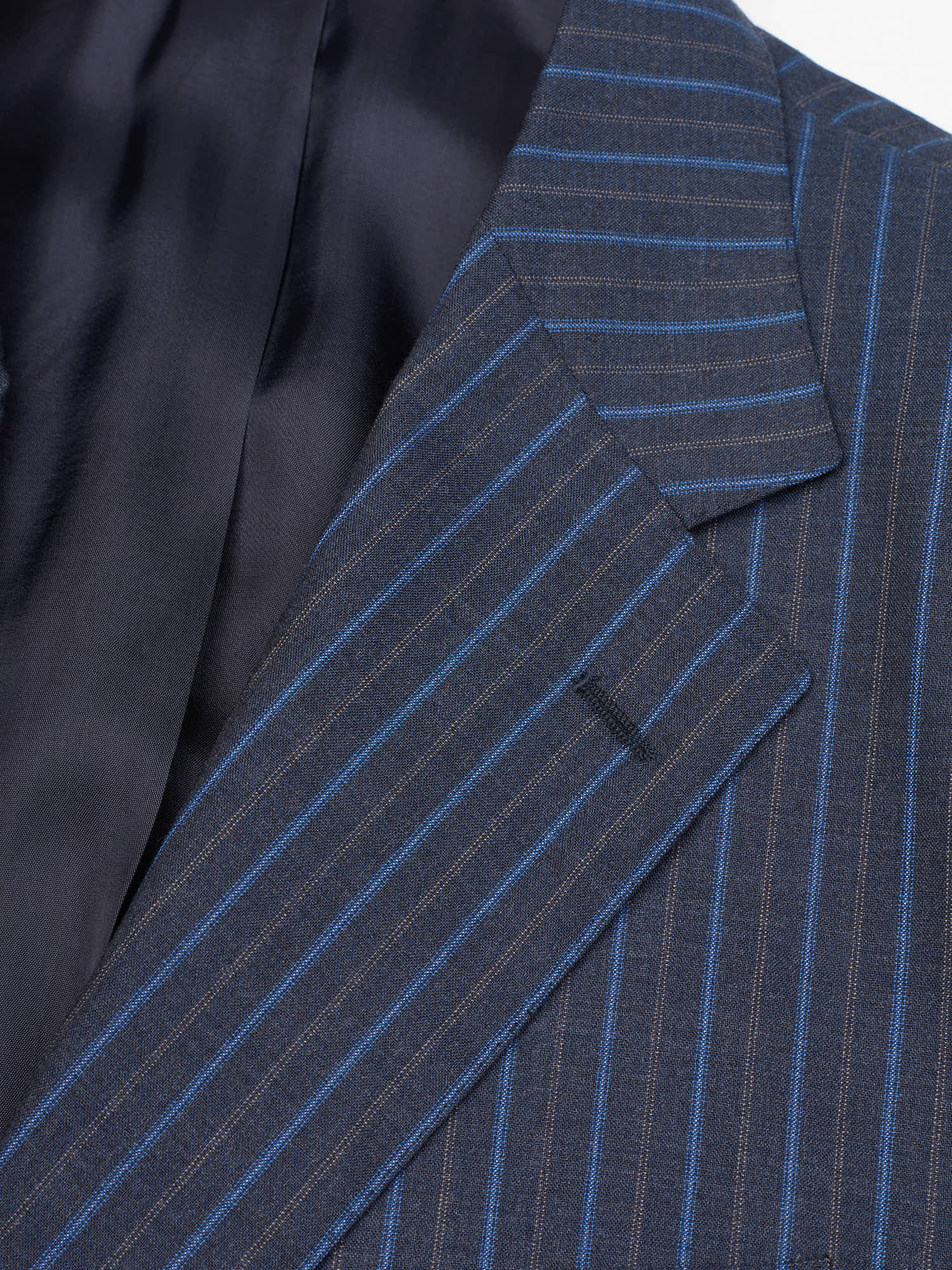 CANTARELLI for Sir Wilson Dark Blue Striped Virgin Wool S 150'S Suit