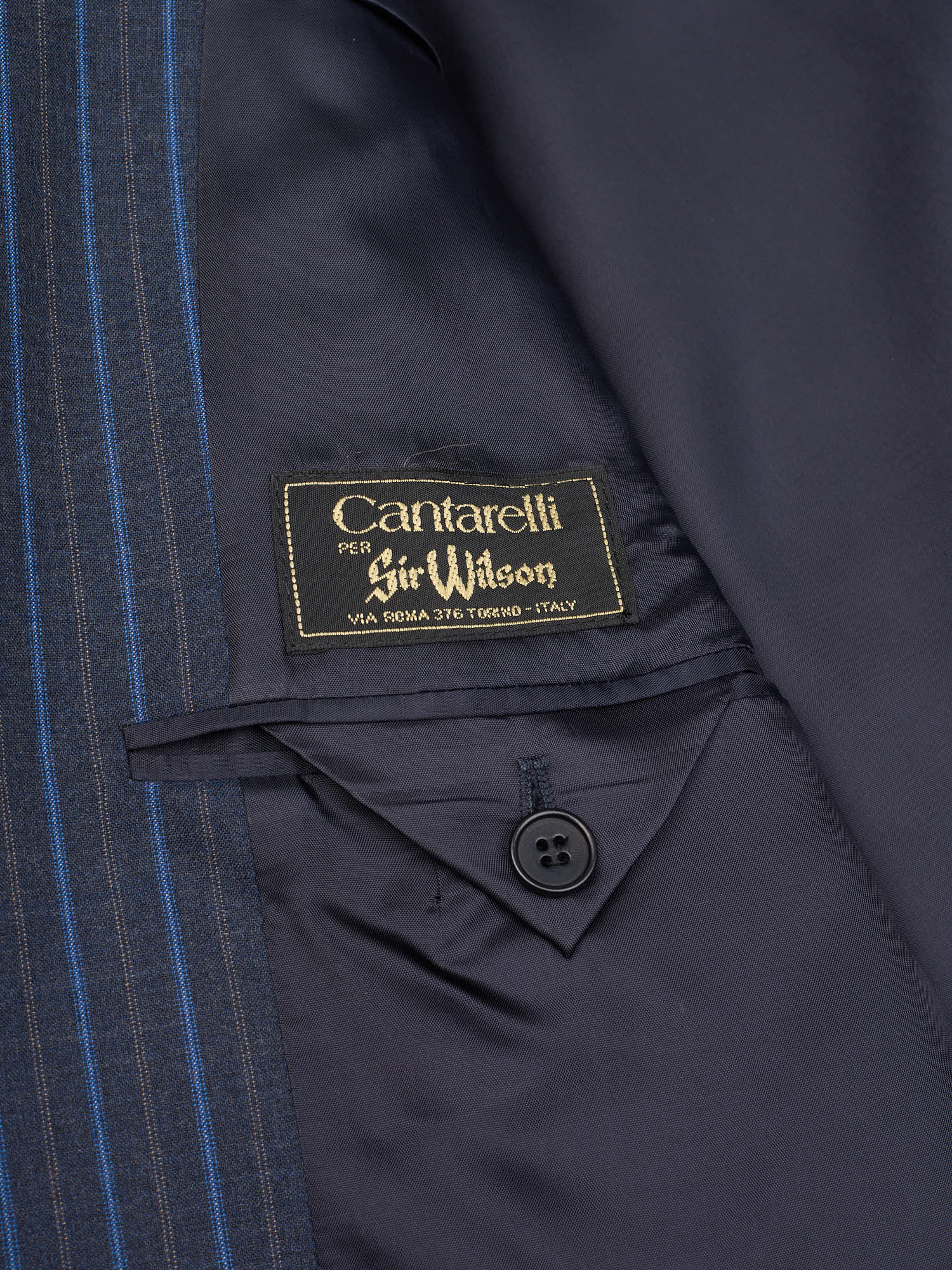 CANTARELLI for Sir Wilson Dark Blue Striped Virgin Wool S 150'S Suit