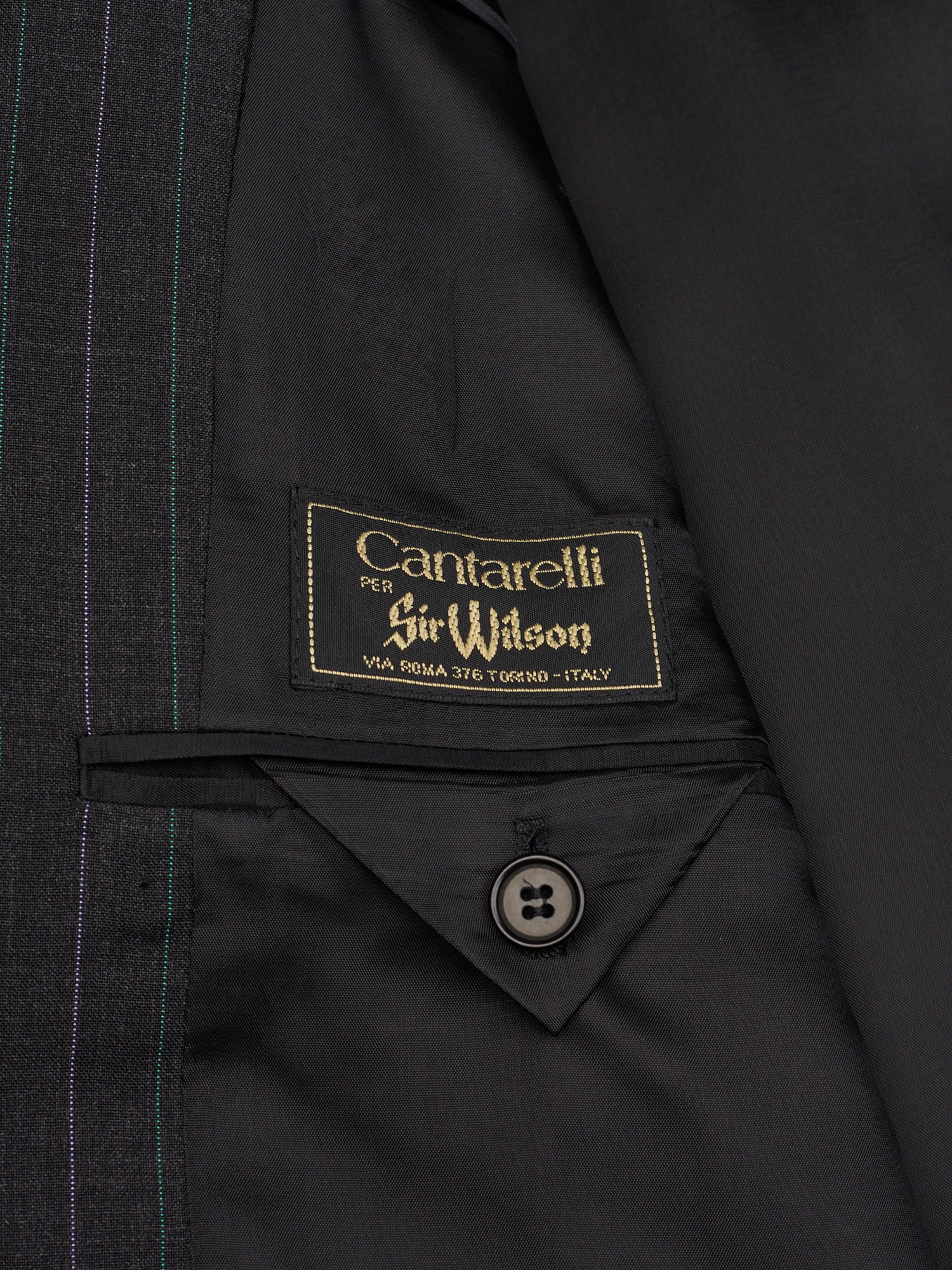 CANTARELLI for Sir Wilson Dark Gray Striped Virgin Loro Piana Wool Suit