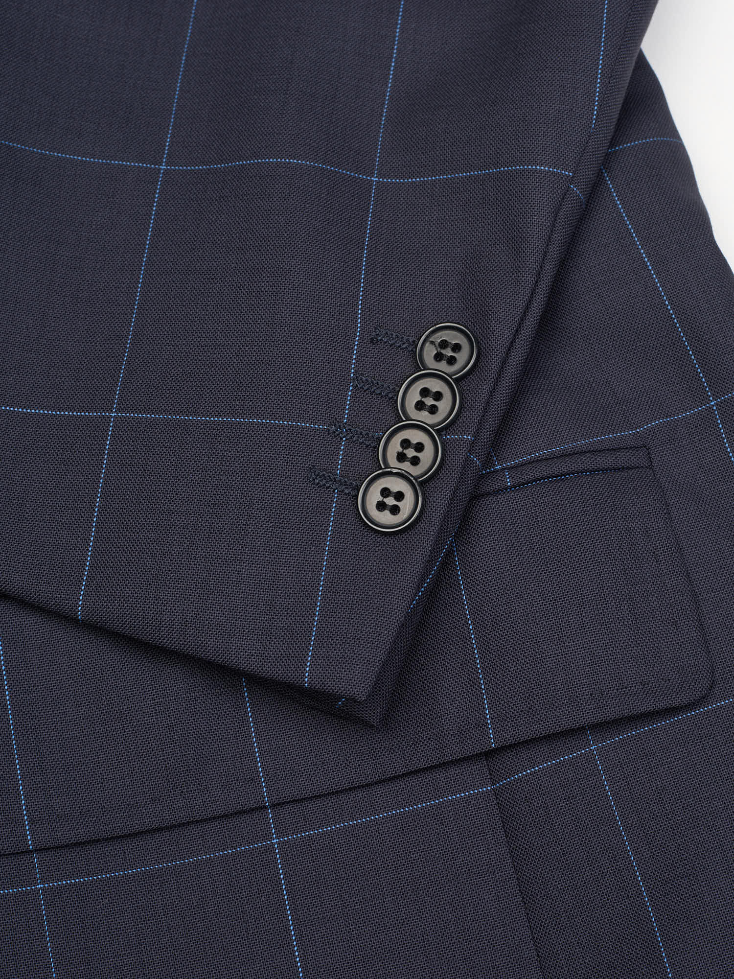 CANTARELLI for Sir Wilson Navy Blue Windowpane Wool Suit