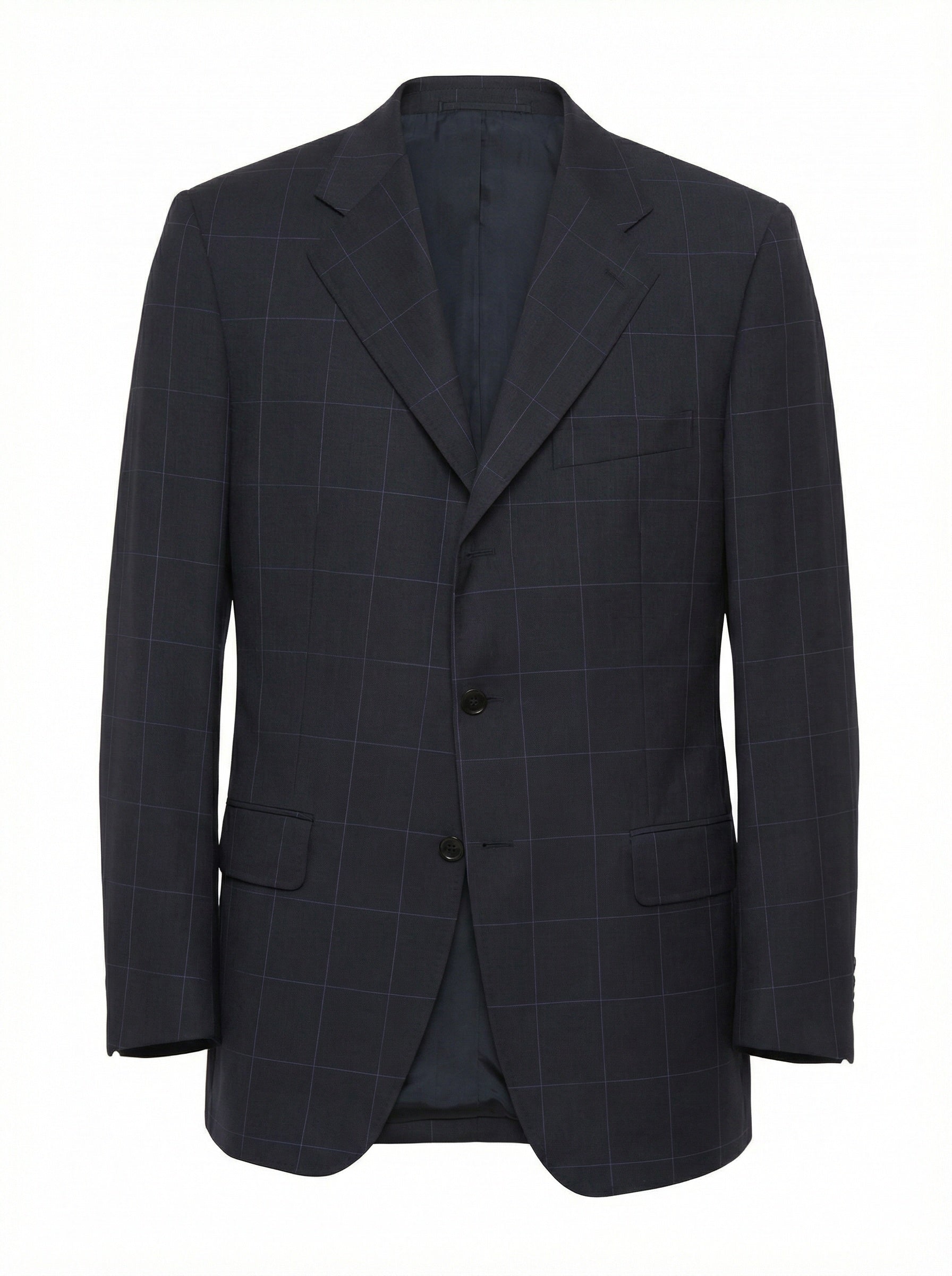 CANTARELLI for Sir Wilson Navy Blue Windowpane Wool Suit