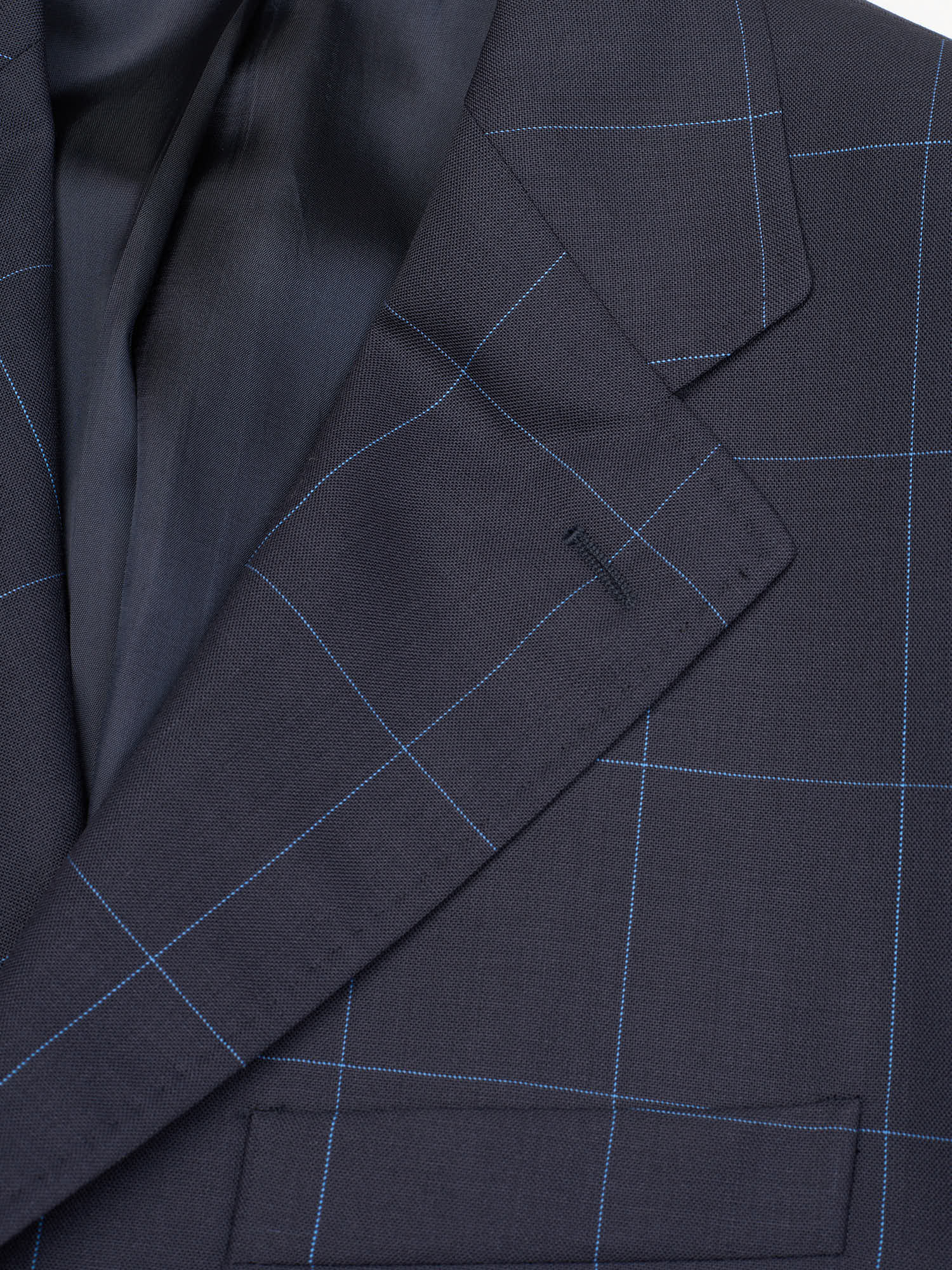 CANTARELLI for Sir Wilson Navy Blue Windowpane Wool Suit
