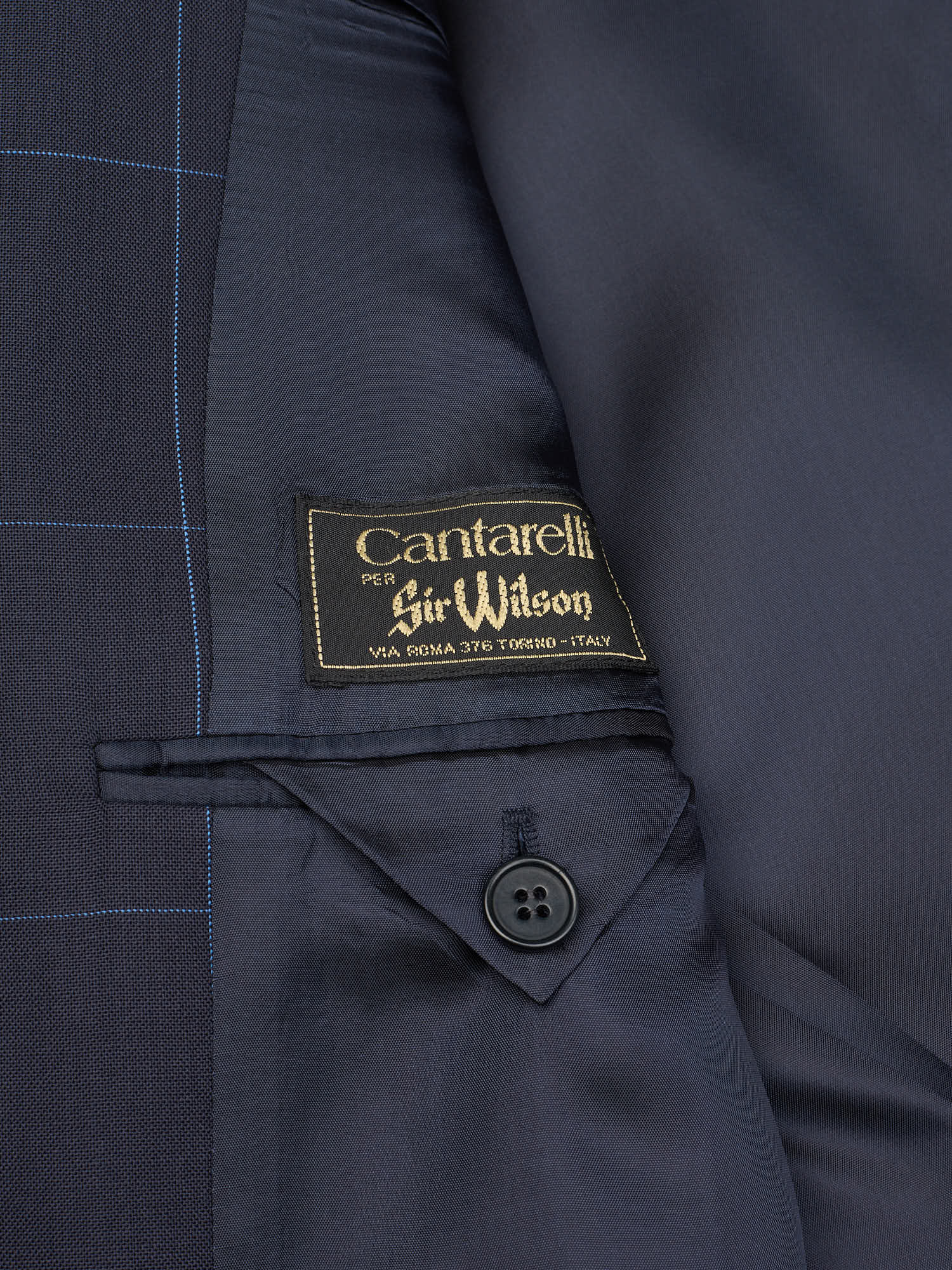 CANTARELLI for Sir Wilson Navy Blue Windowpane Wool Suit