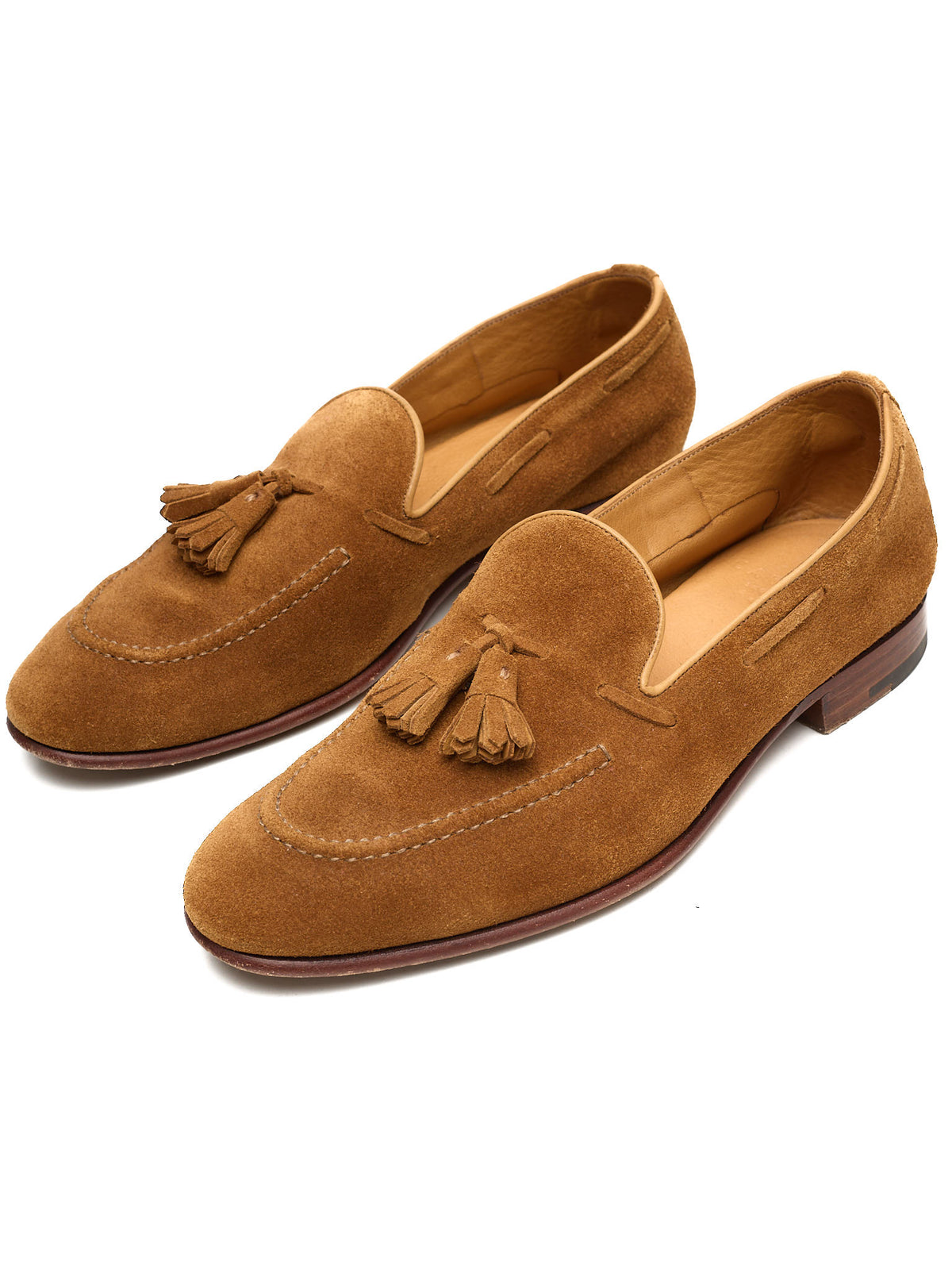 CARMINA Tobacco Suede Unlined Tassel Loafers