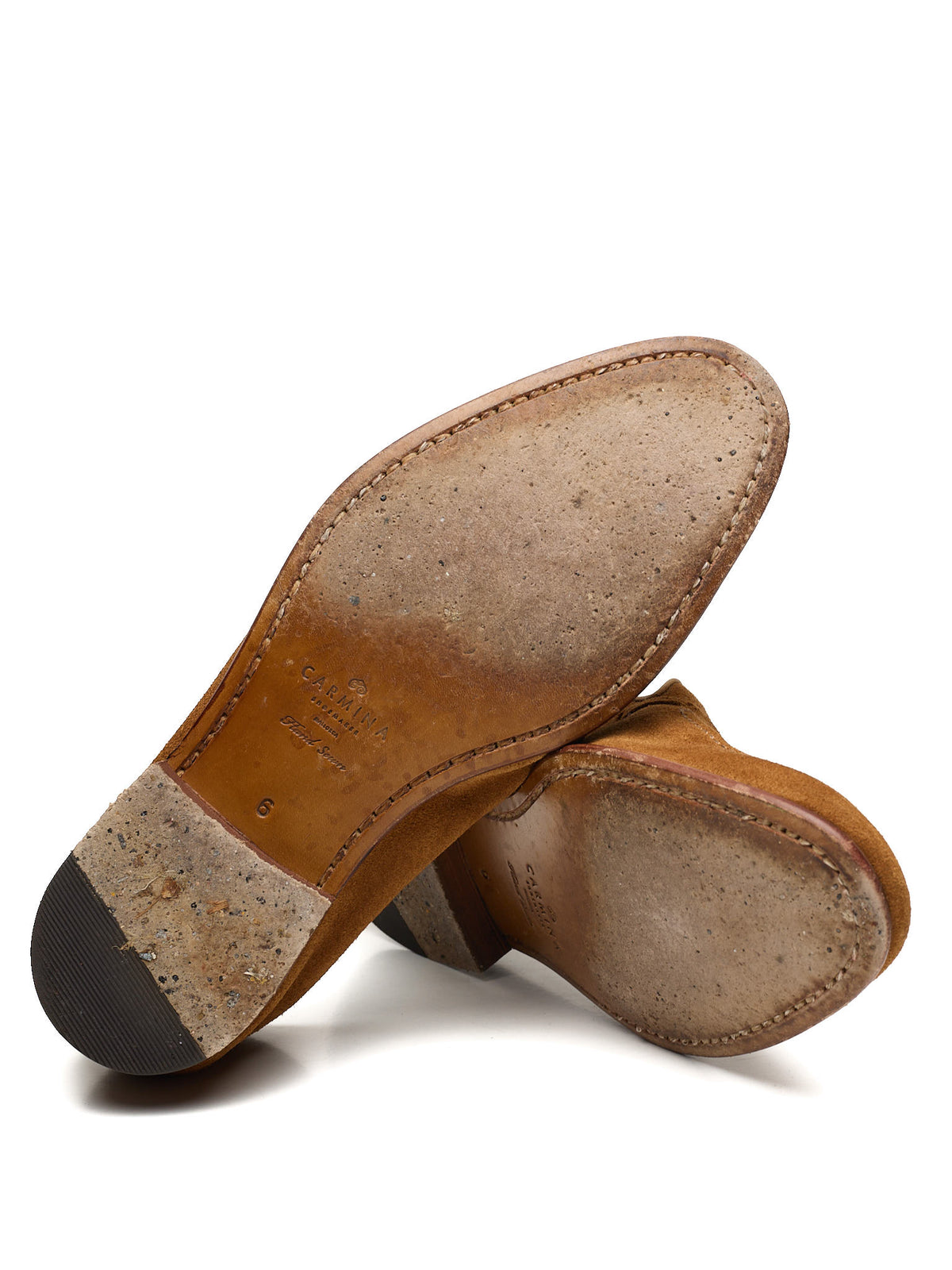 CARMINA Tobacco Suede Unlined Tassel Loafers