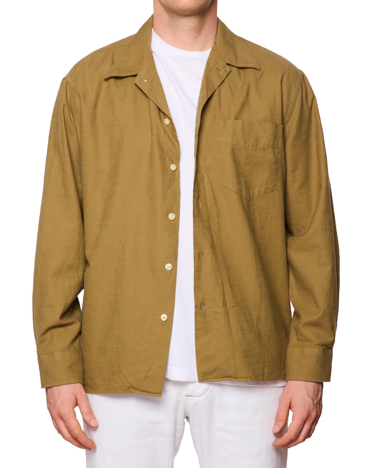 khaki color dress shirt Men's Khaki color cotton blend long sleeves dress shirt ( 17 / 32-33 )