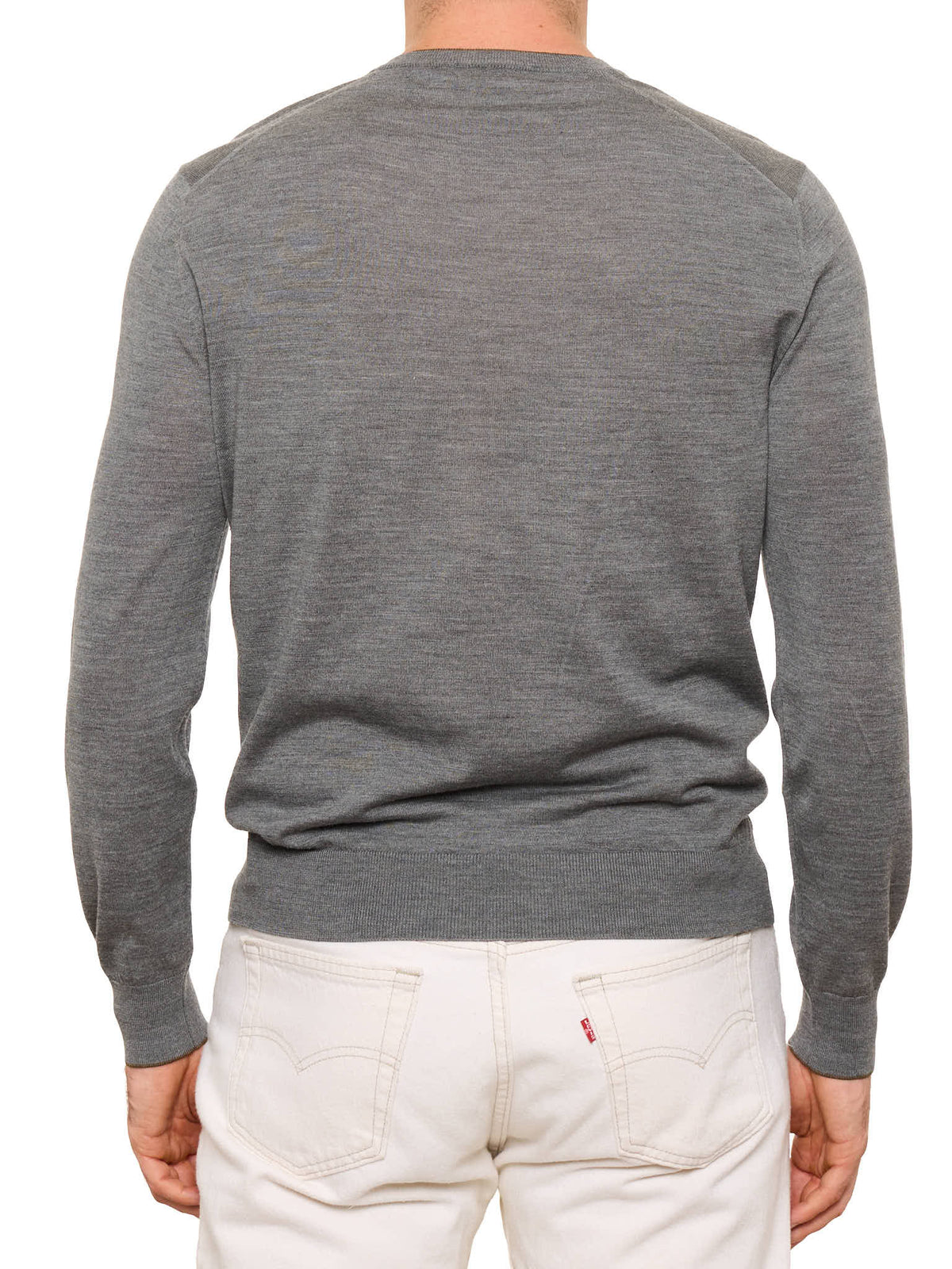 CESARE ATTOLINI Gray Wool-Silk V-Neck Sweater NEW M