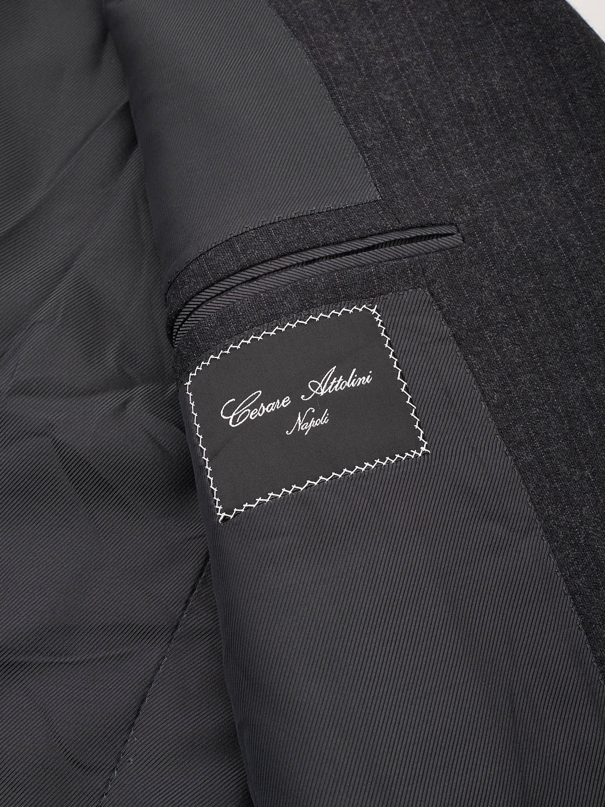 CESARE ATTOLINI Napoli Charcoal Gray Wool Suit US 44 EU 54