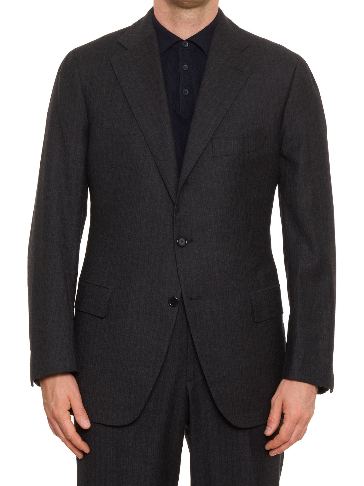 CESARE ATTOLINI Napoli Charcoal Gray Wool Suit US 44 EU 54