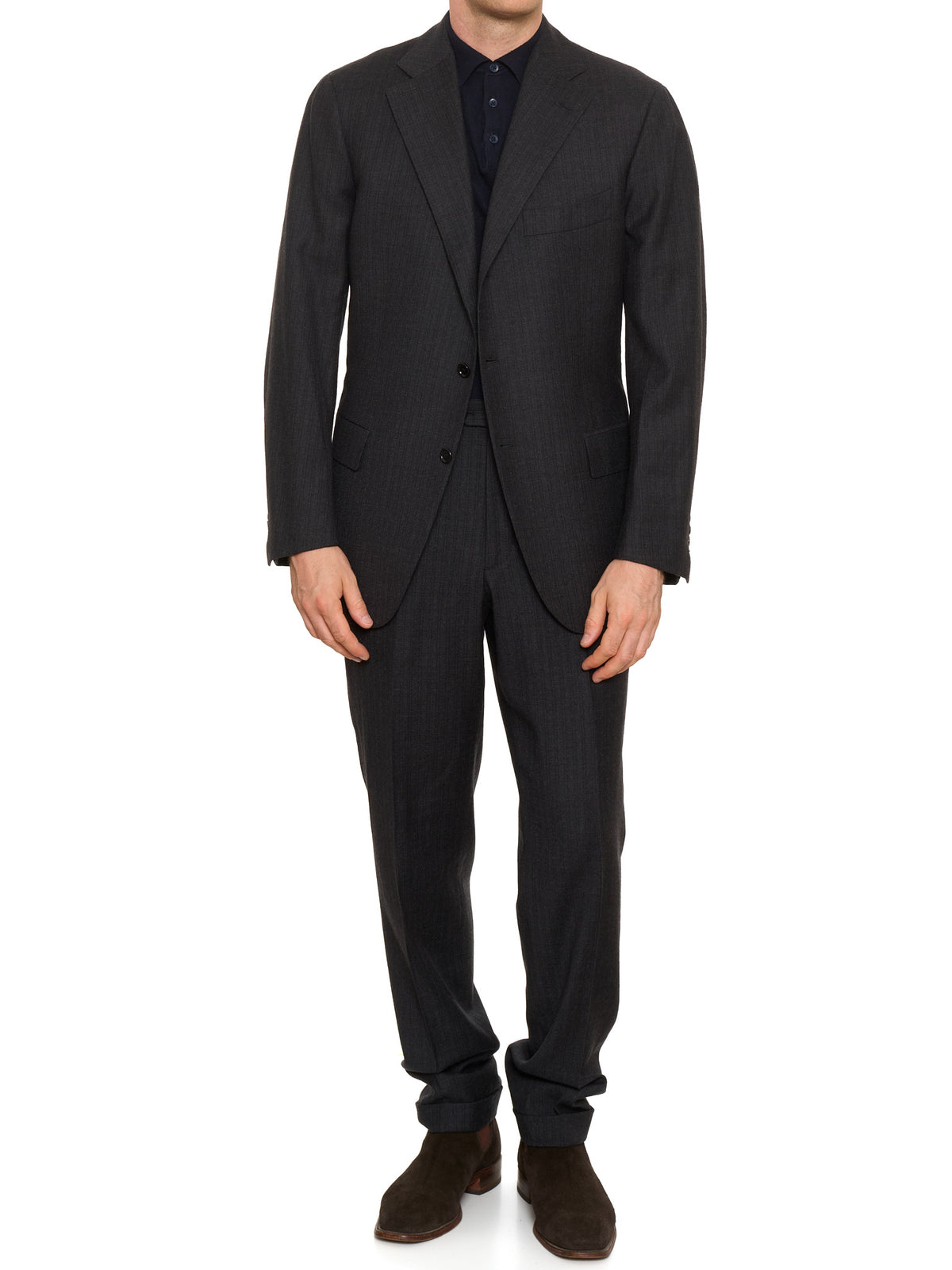 CESARE ATTOLINI Napoli Charcoal Gray Wool Suit US 44 EU 54
