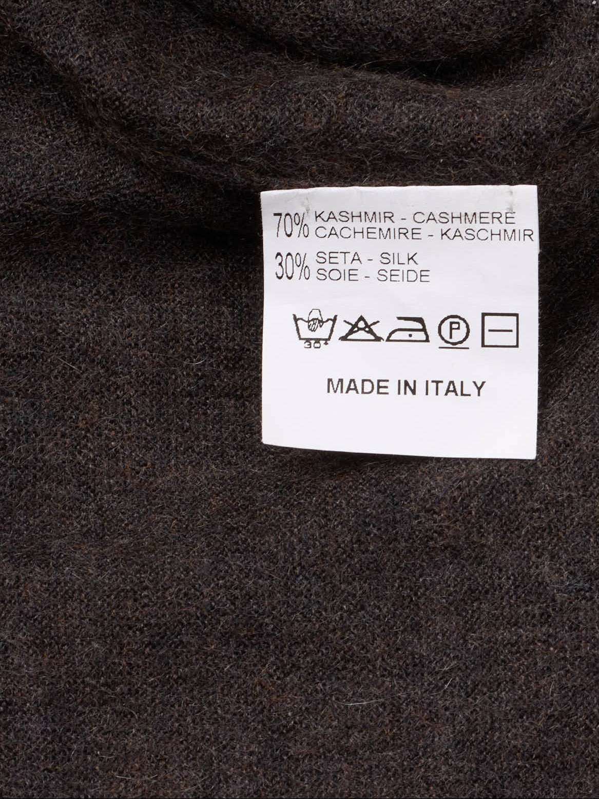 CESARE ATTOLINI Brown Cashmere-Silk V-Neck Sweater M