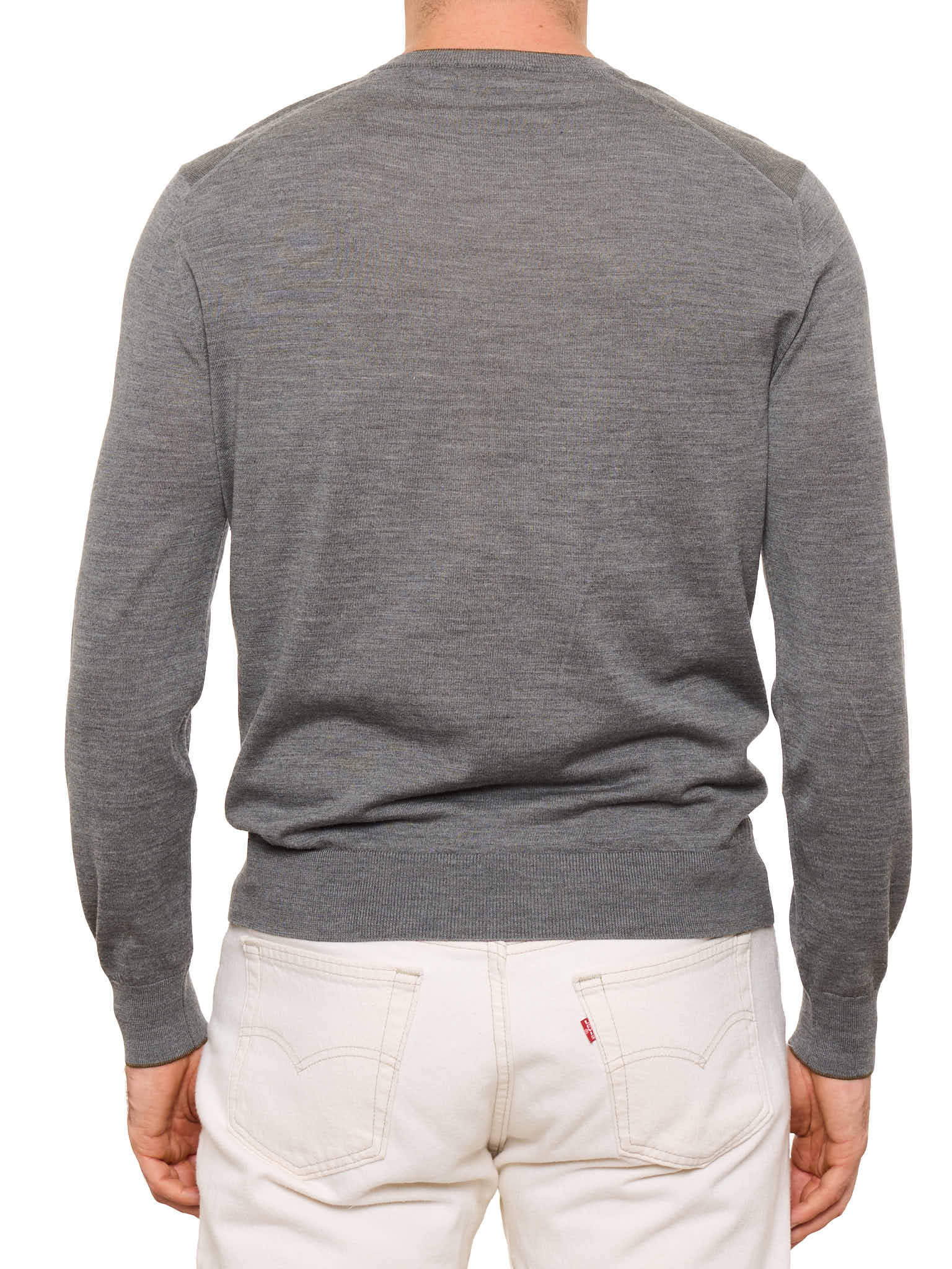 CESARE ATTOLINI Gray Wool-Silk V-Neck Sweater NEW M