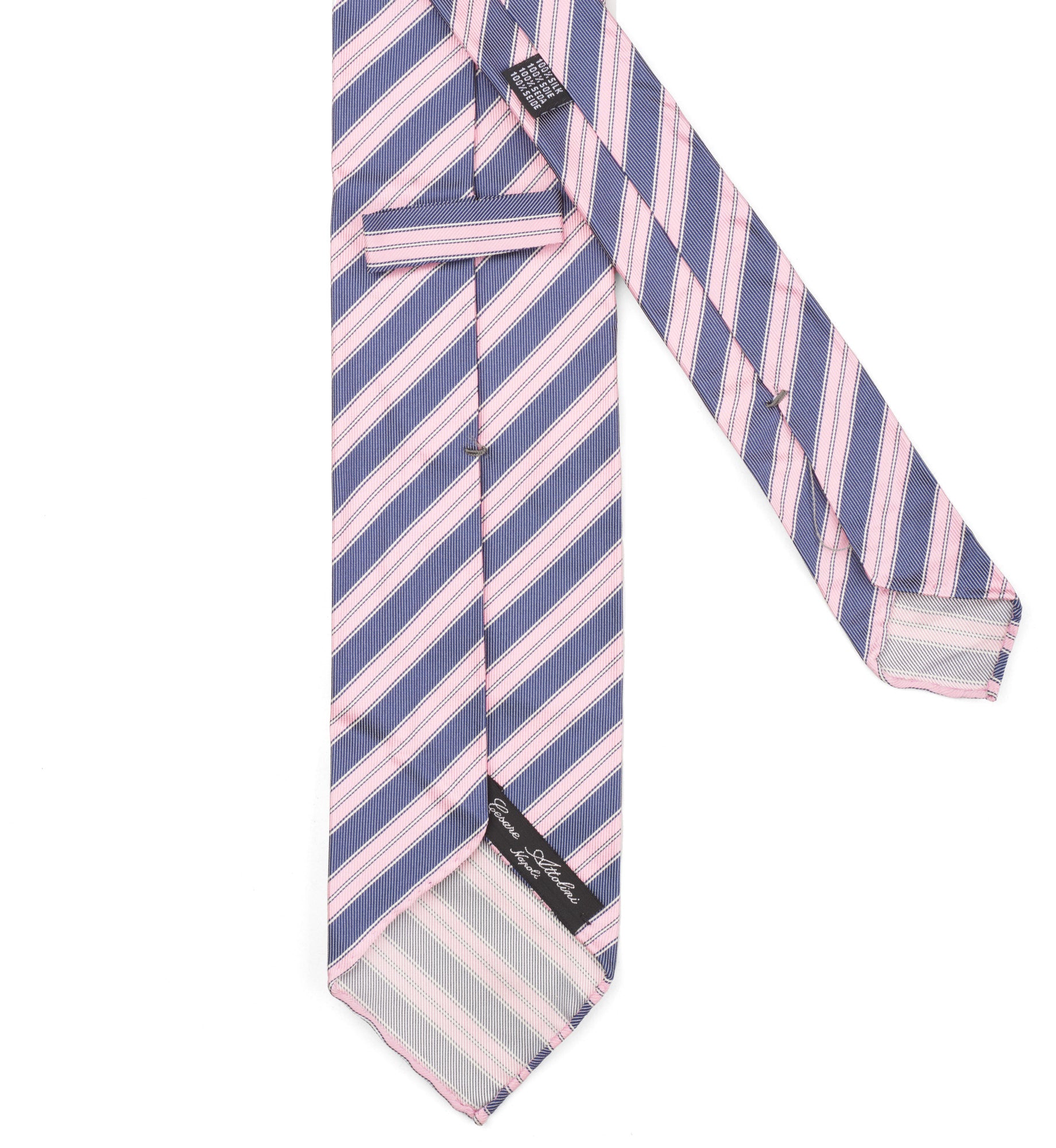 CESARE ATTOLINI Handmade Blue-Pink Striped Design Silk Tie NEW CESARE ATTOLINI