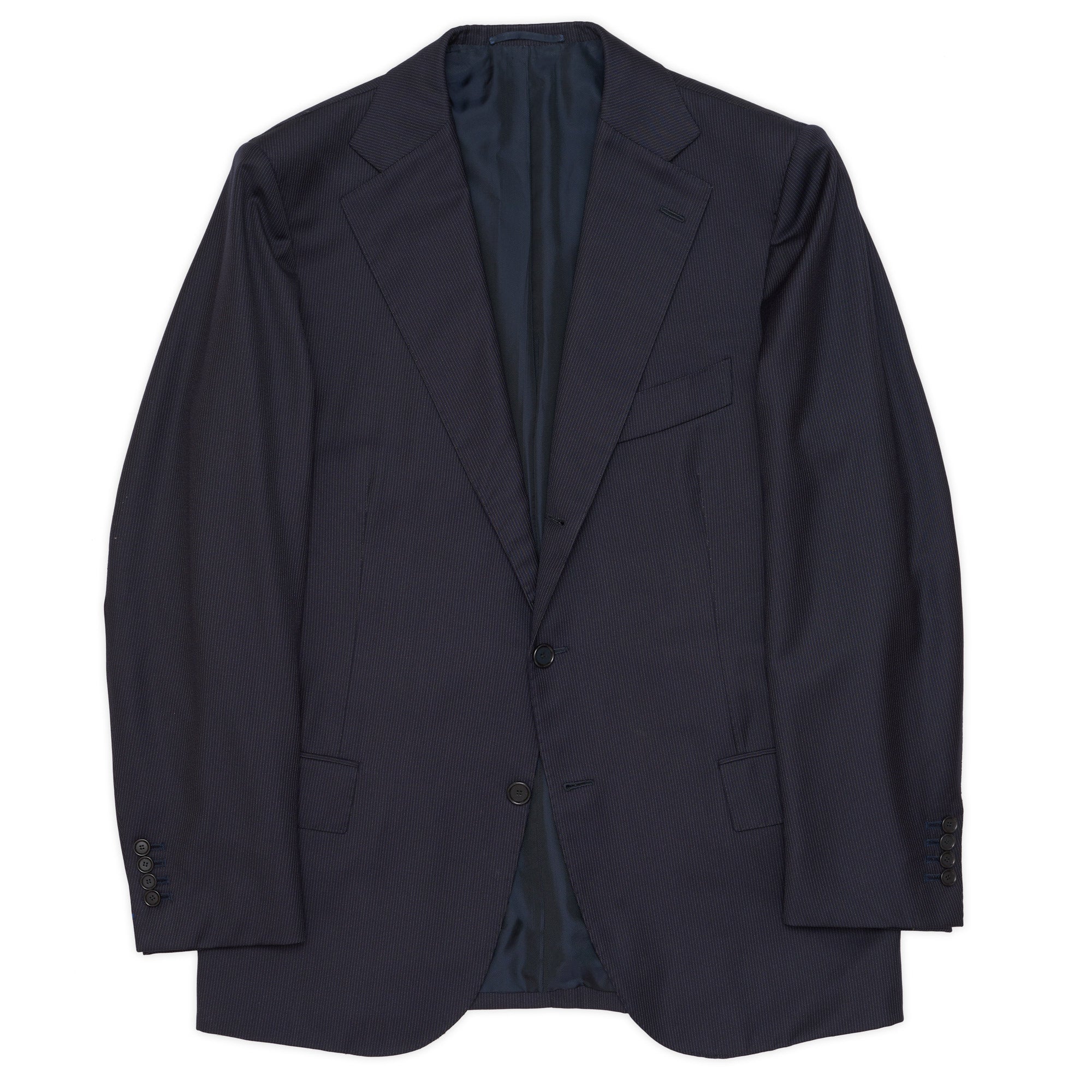 CESARE ATTOLINI Handmade Navy Blue Striped Wool Super 110's Jacket EU 48 US 38 CESARE ATTOLINI