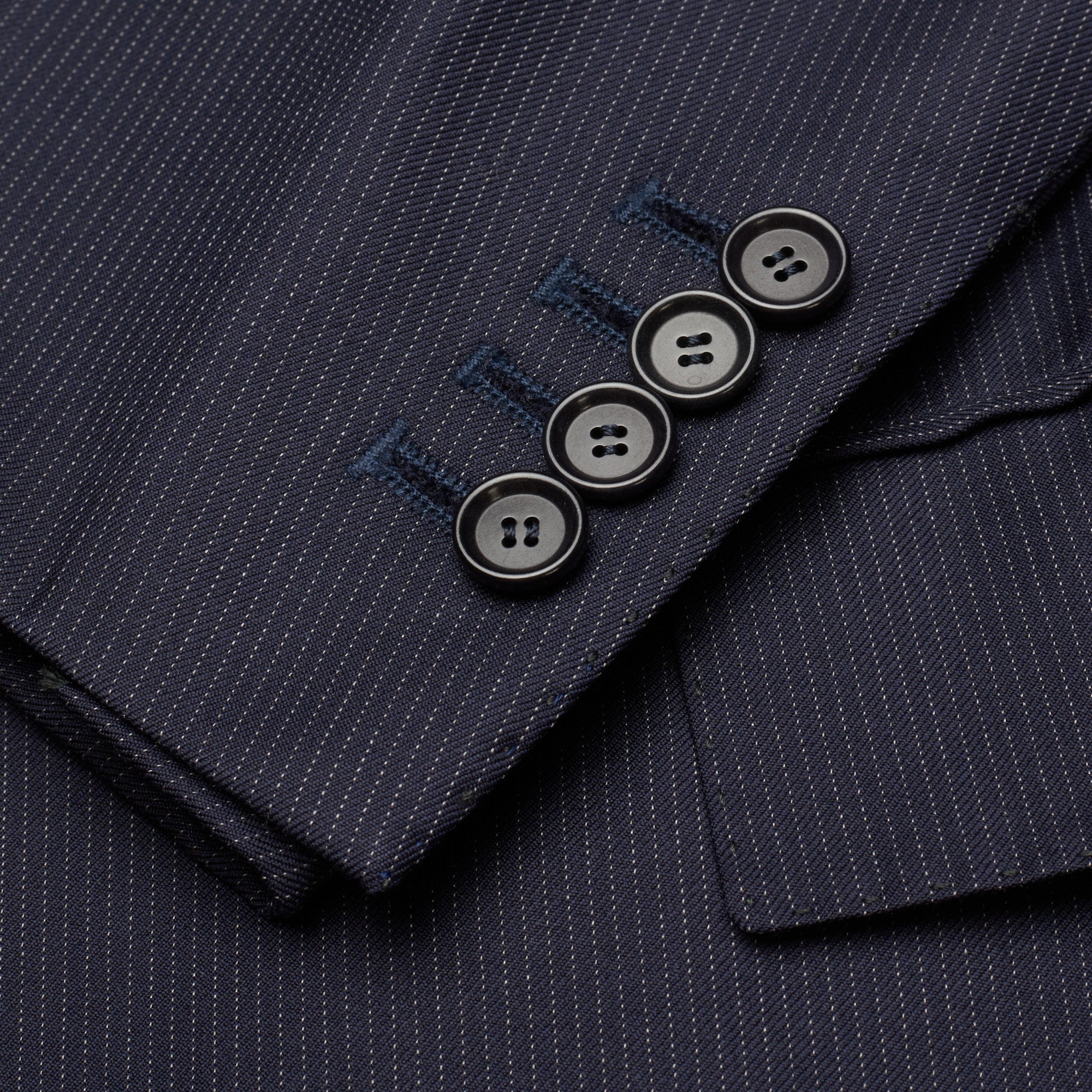 CESARE ATTOLINI Handmade Navy Blue Striped Wool Super 110's Jacket EU 48 US 38 CESARE ATTOLINI