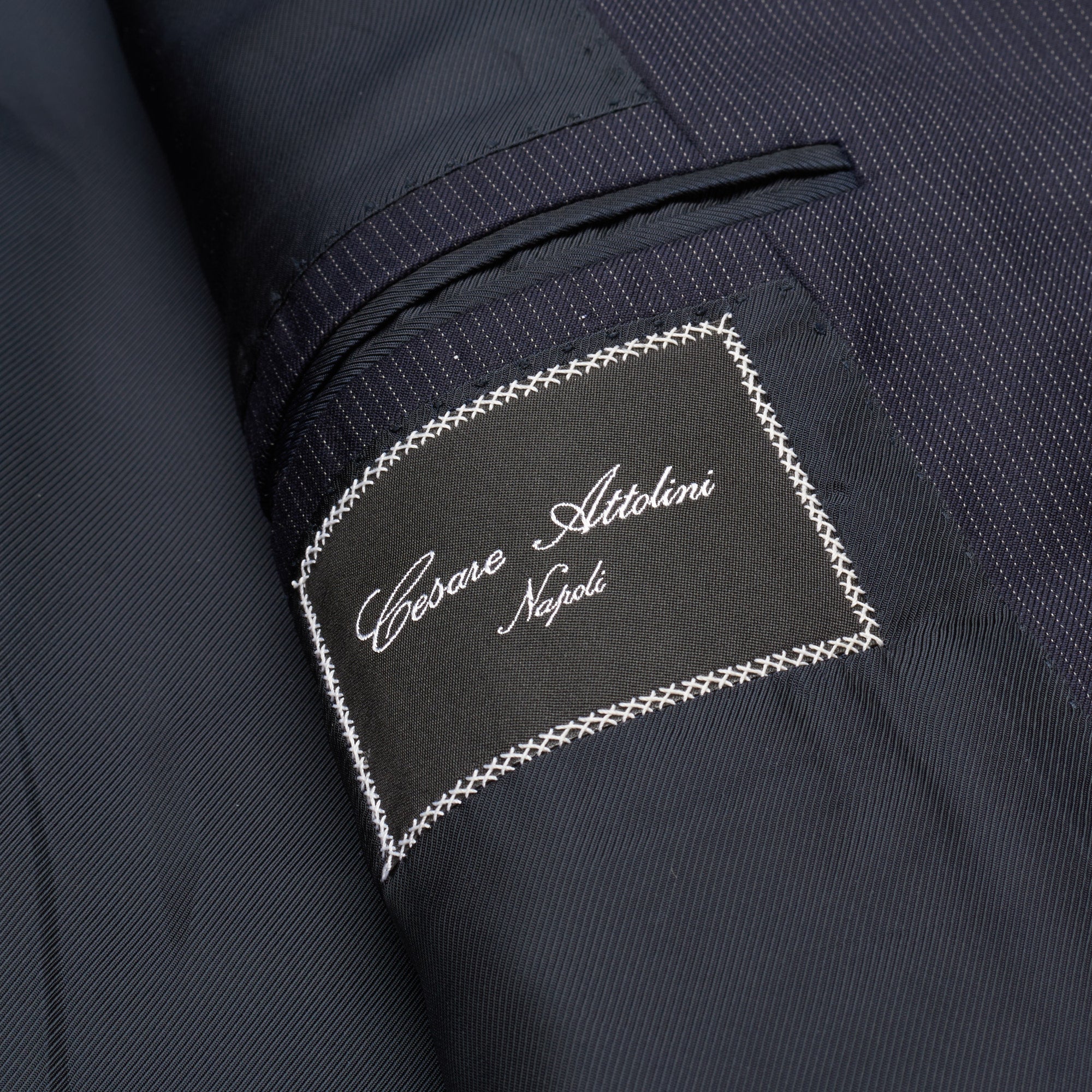 CESARE ATTOLINI Handmade Navy Blue Striped Wool Super 110's Jacket EU 48 US 38 CESARE ATTOLINI