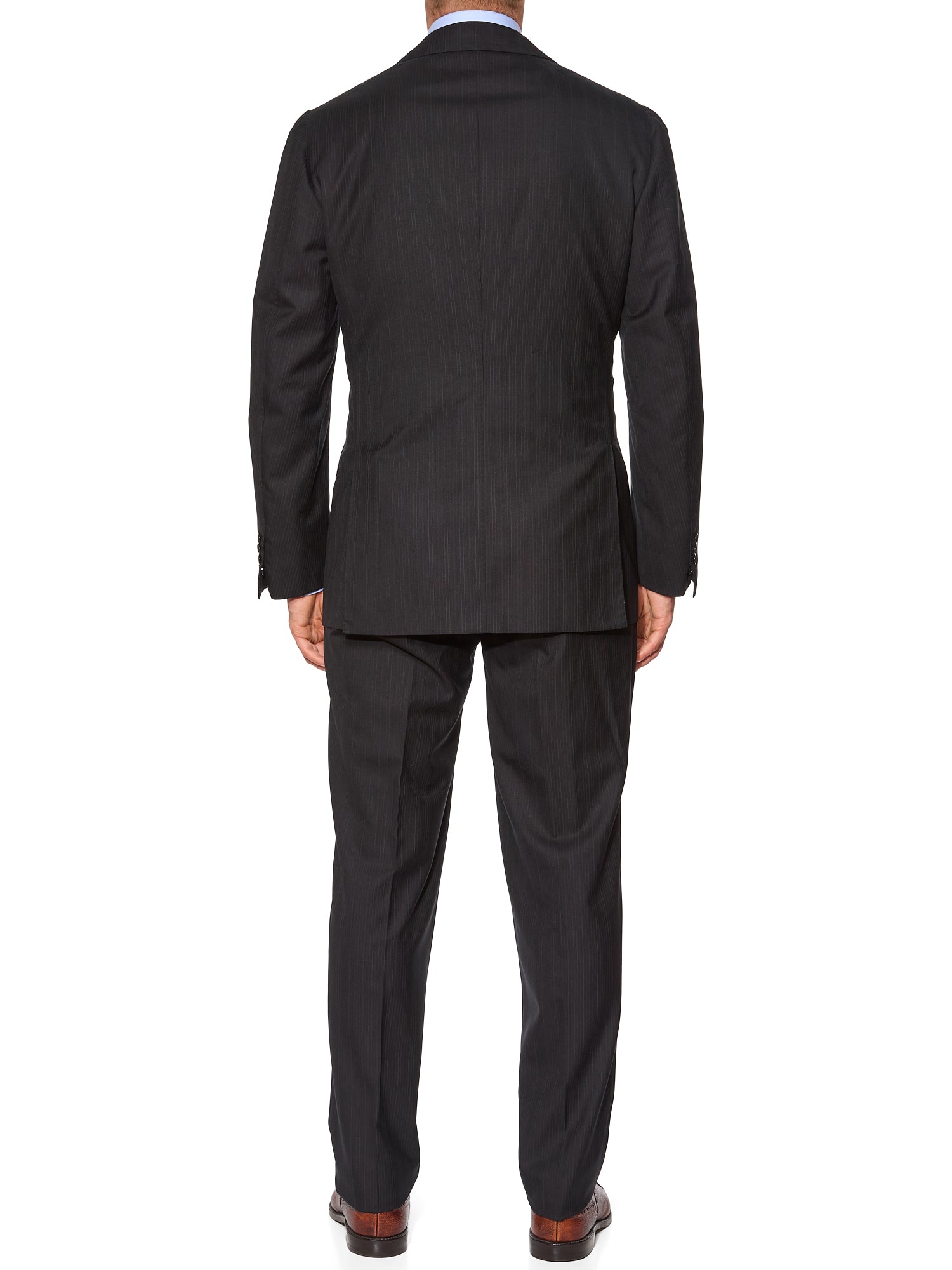 CESARE ATTOLINI Napoli Handmade Black Pinstripe Wool Suit EU 54 US 44