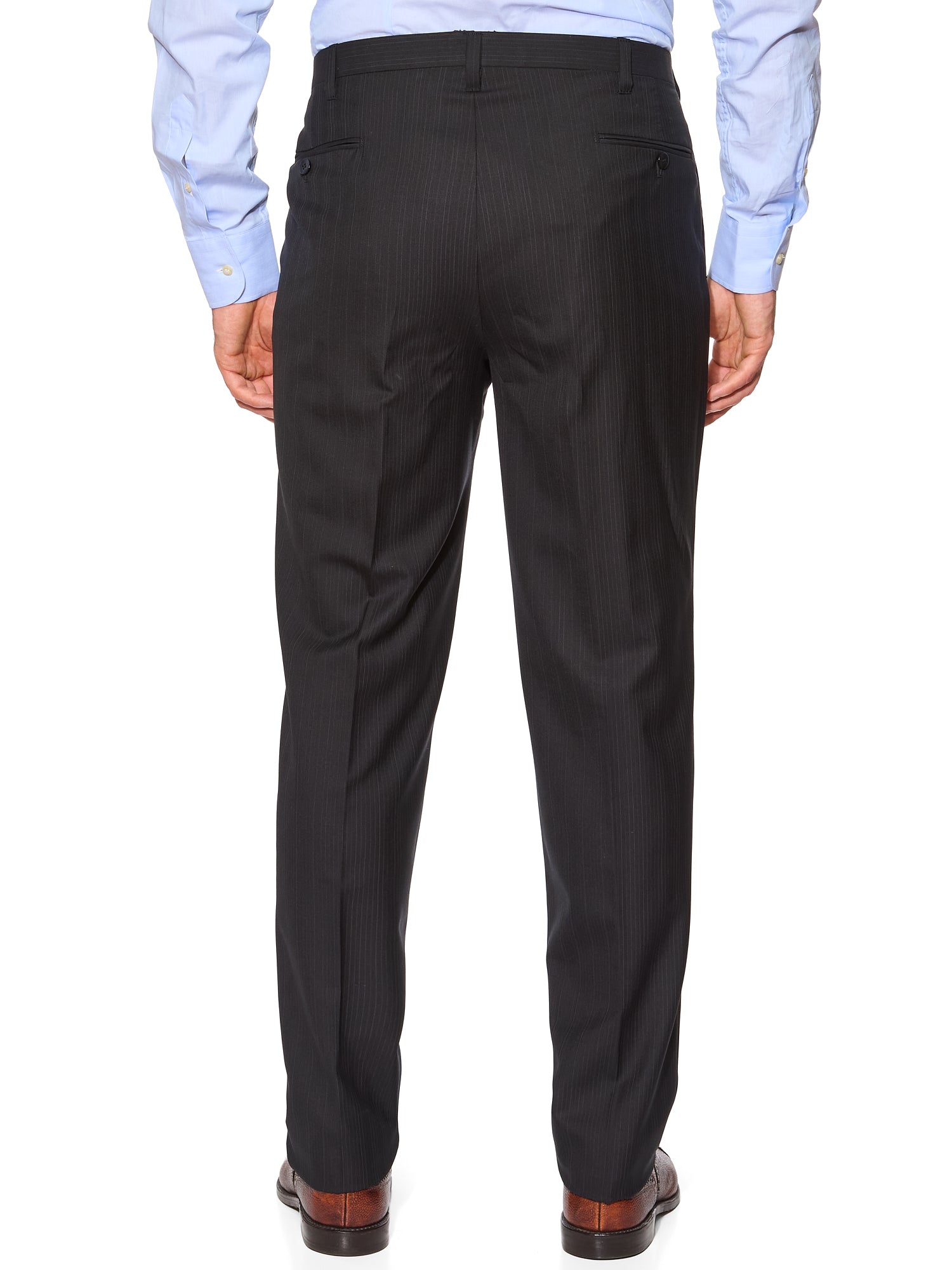 CESARE ATTOLINI Napoli Handmade Black Pinstripe Wool Suit EU 54 US 44