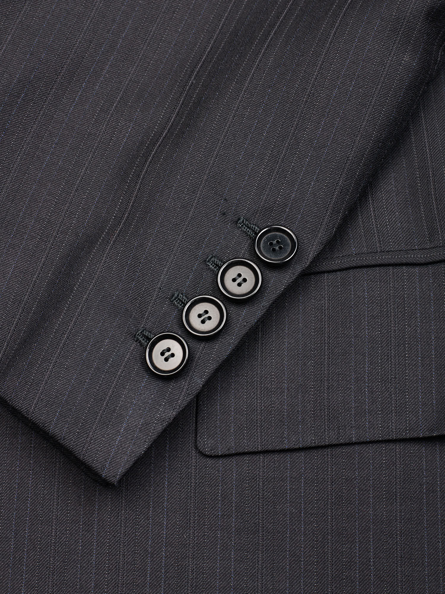 CESARE ATTOLINI Napoli Handmade Black Pinstripe Wool Suit EU 54 US 44