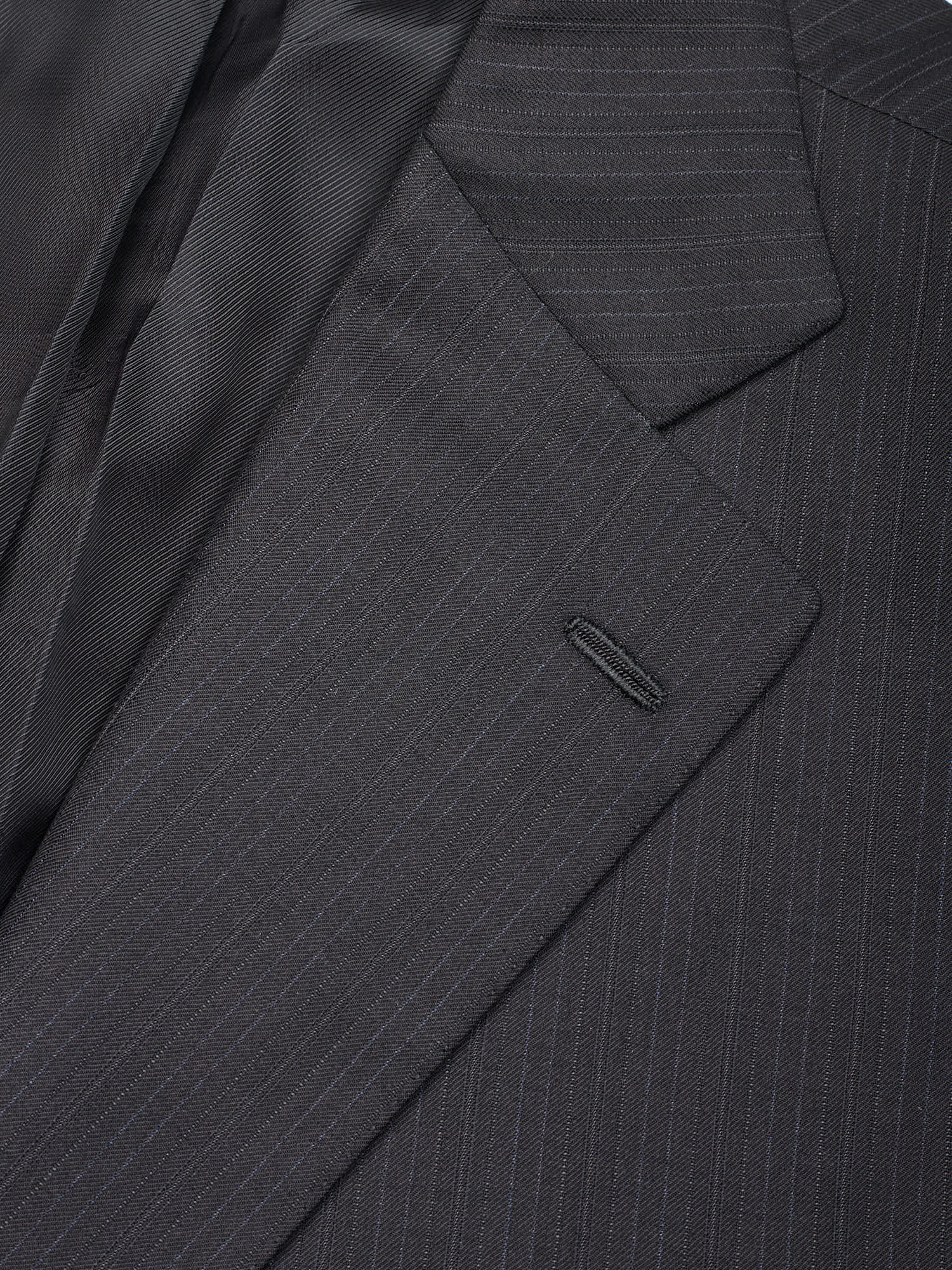 CESARE ATTOLINI Napoli Handmade Black Pinstripe Wool Suit EU 54 US 44