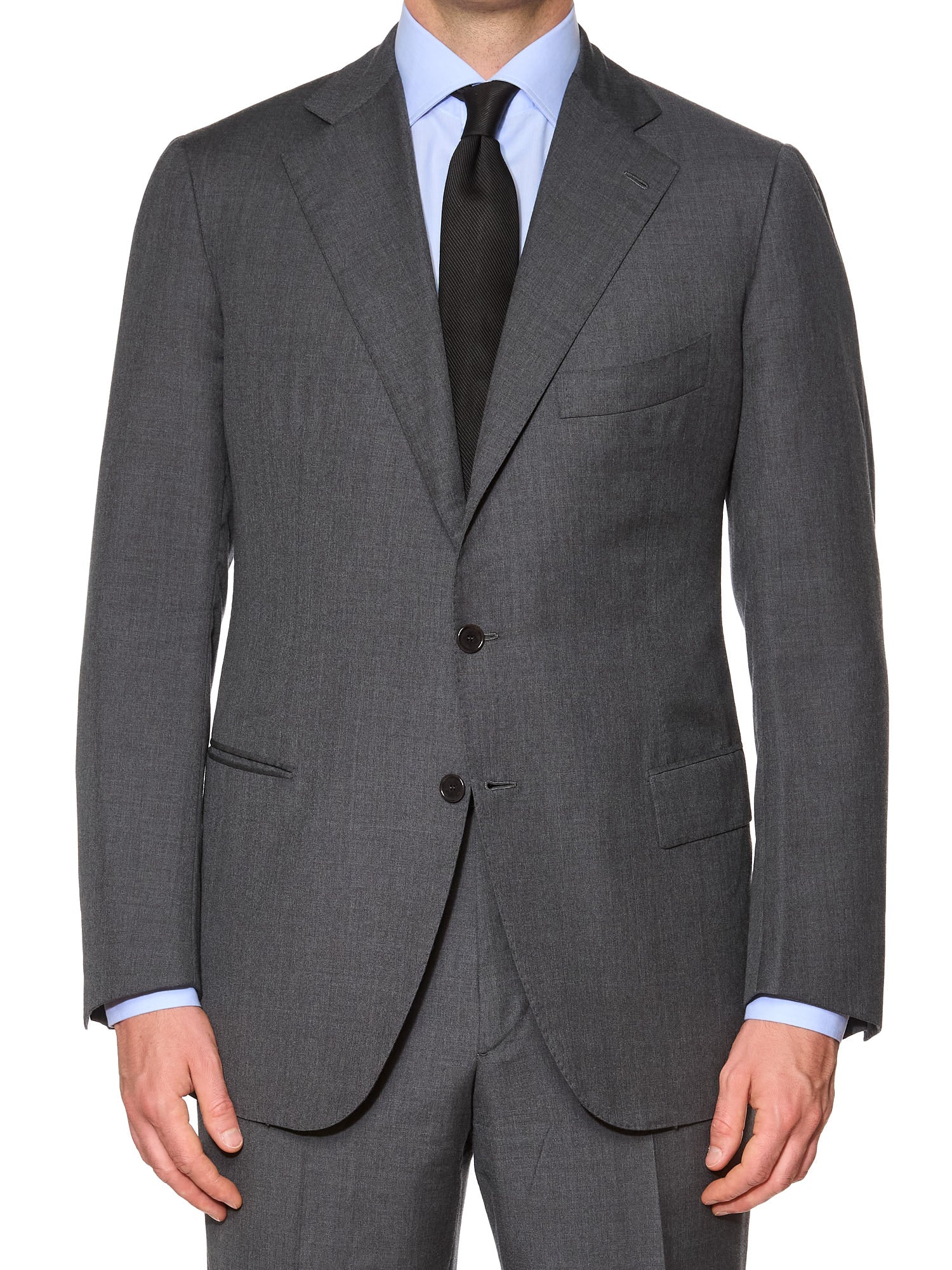 CESARE ATTOLINI Napoli Handmade Charcoal Gray Wool Suit EU 54 US 44