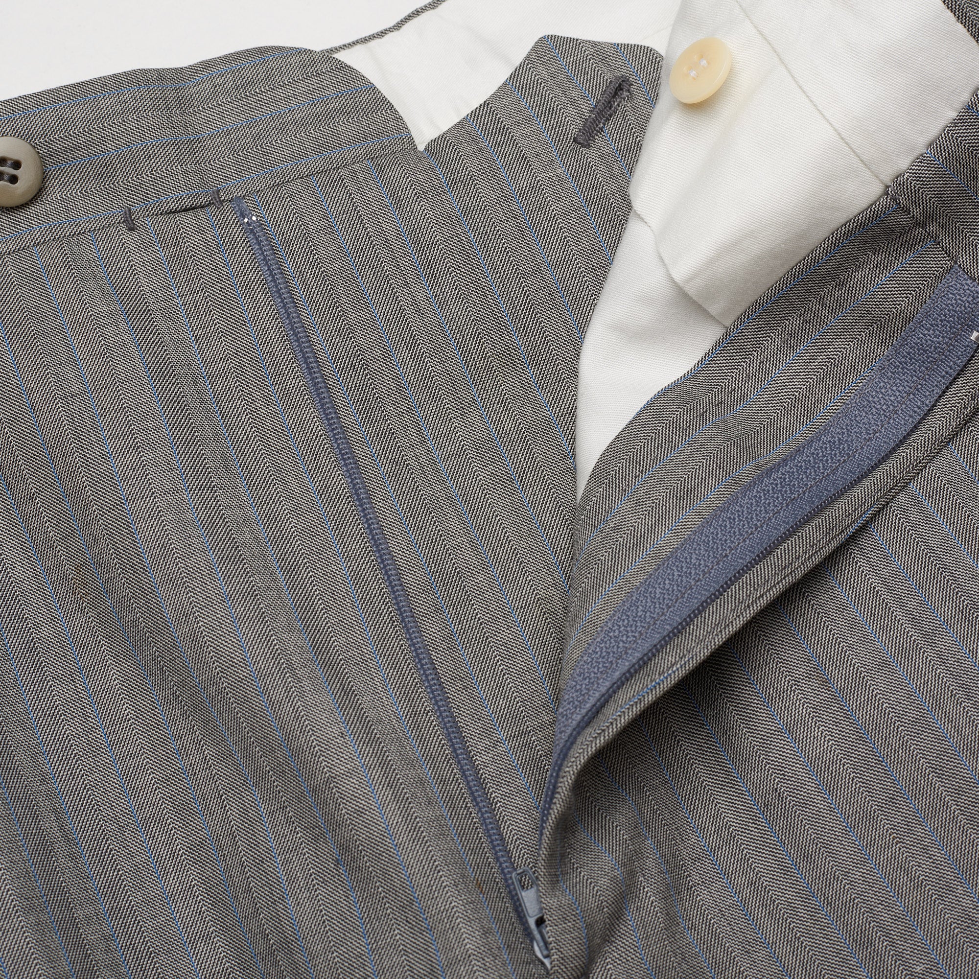 CESARE ATTOLINI Gray Herringbone Striped Wool Super 140's Suit EU 52 US 42 CESARE ATTOLINI