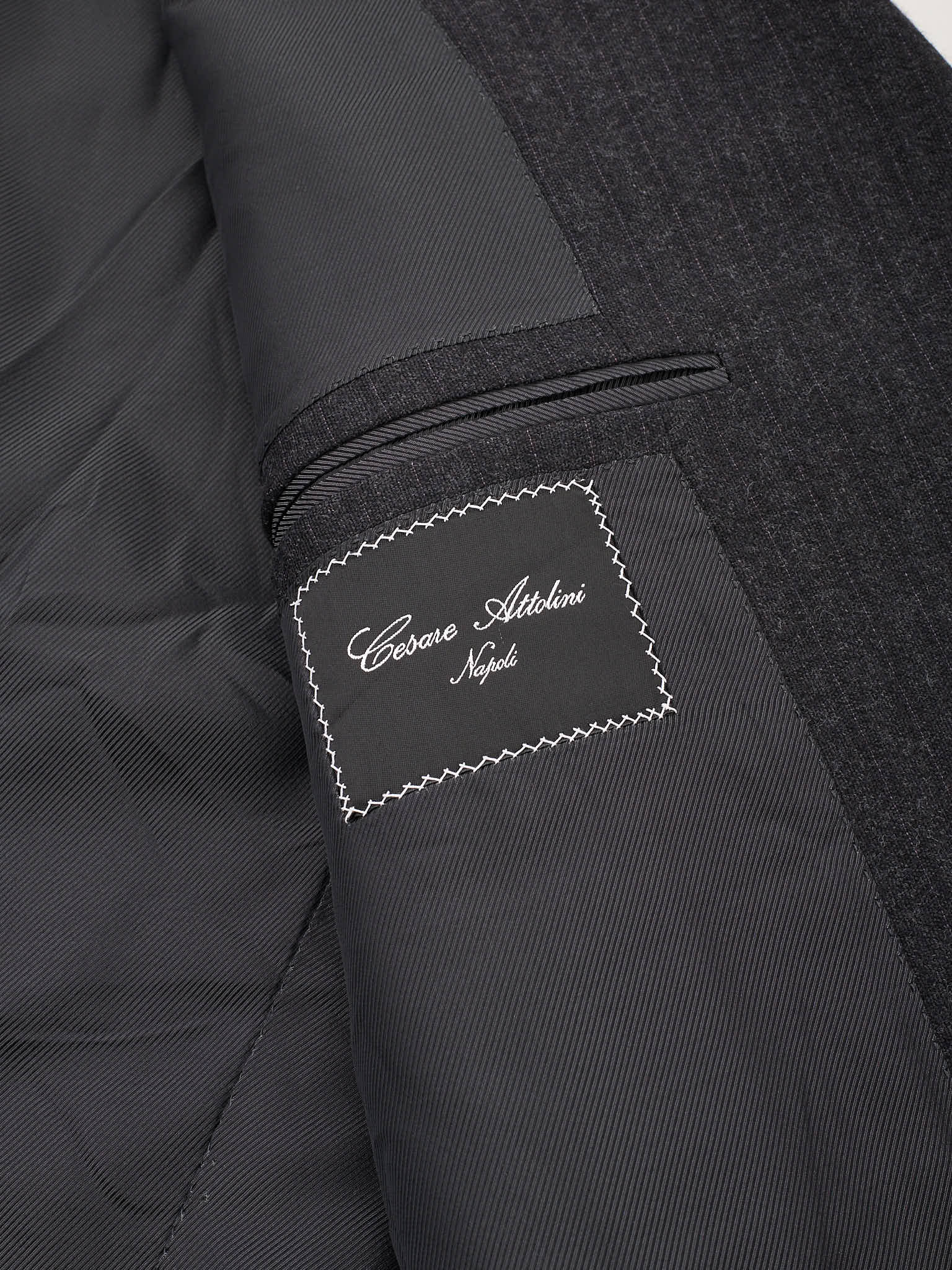 CESARE ATTOLINI Napoli Charcoal Gray Wool Suit US 44 EU 54