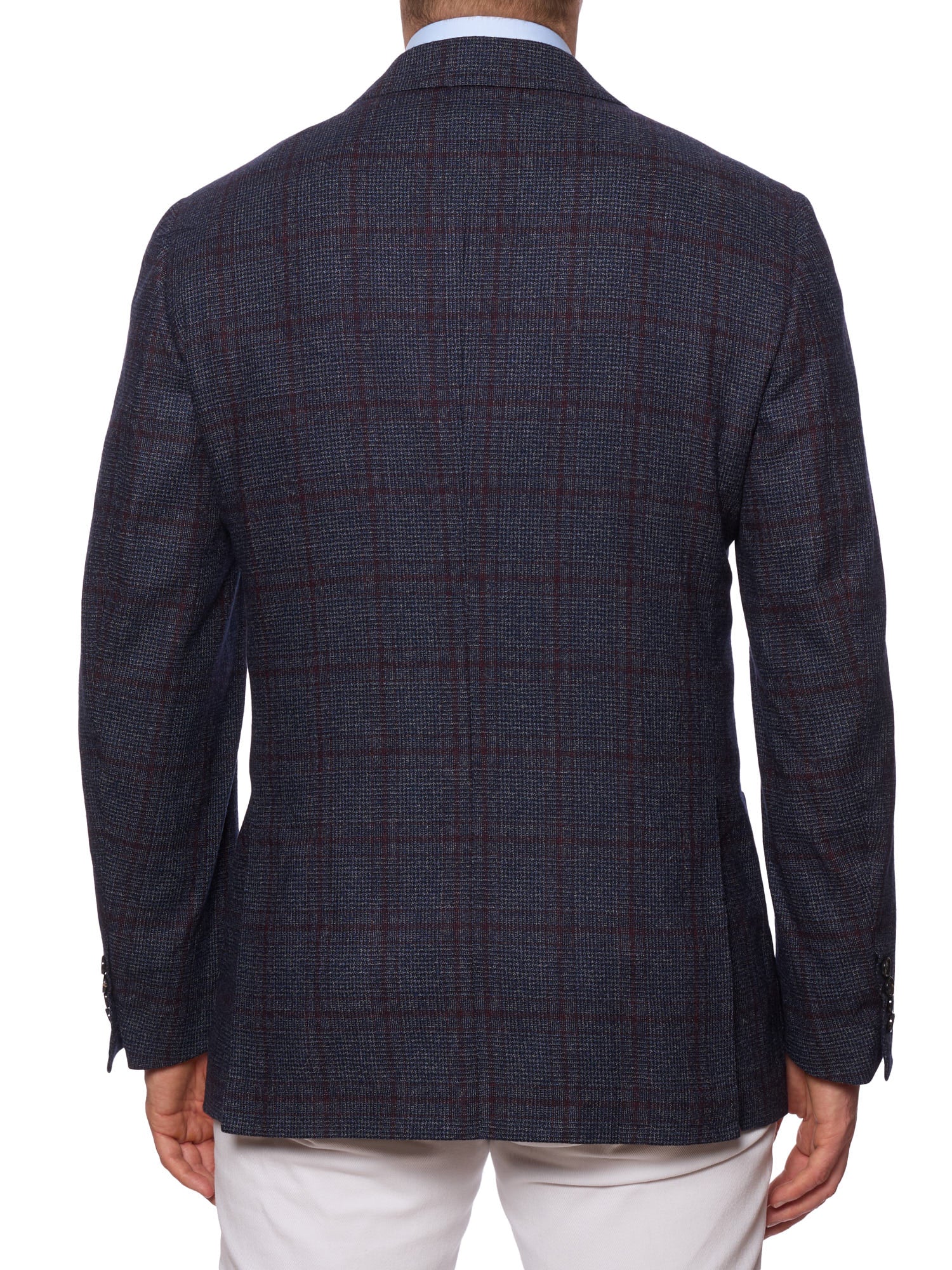 CESARE ATTOLINI Napoli Handmade Blue Windowpane Wool Blazer Jacket EU 54 US 44