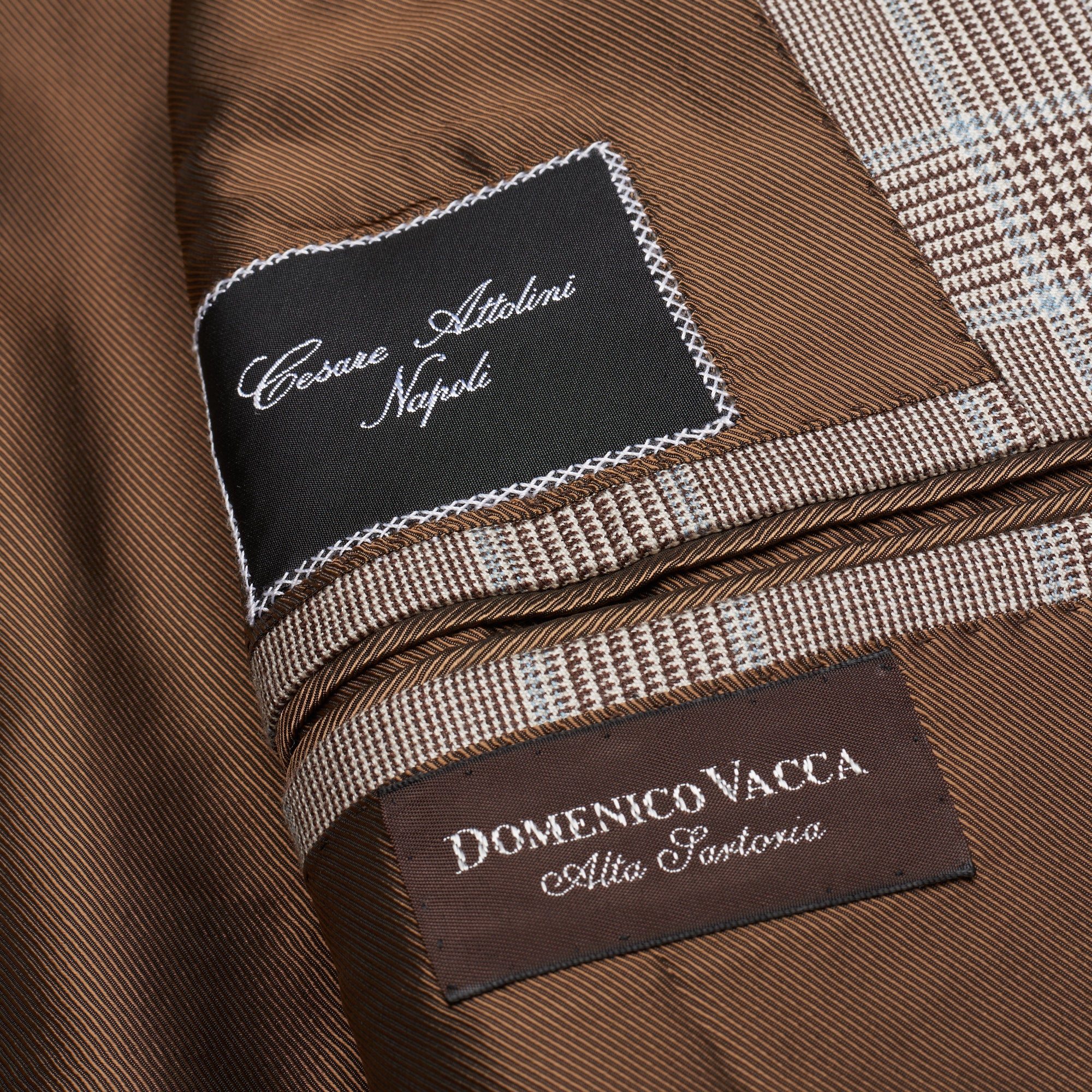 CESARE ATTOLINI Napoli Handmade Brown Plaid Cashmere-Silk Jacket EU 52 US 42 CESARE ATTOLINI
