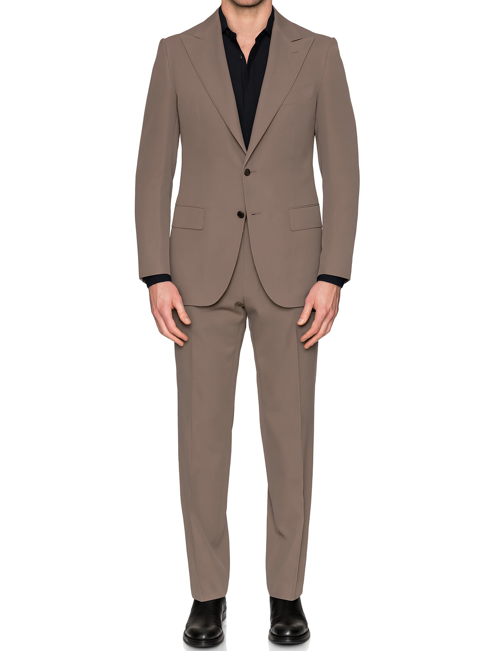 CESARE ATTOLINI Napoli Tan Cotton Peak Lapel Spring-Summer Suit