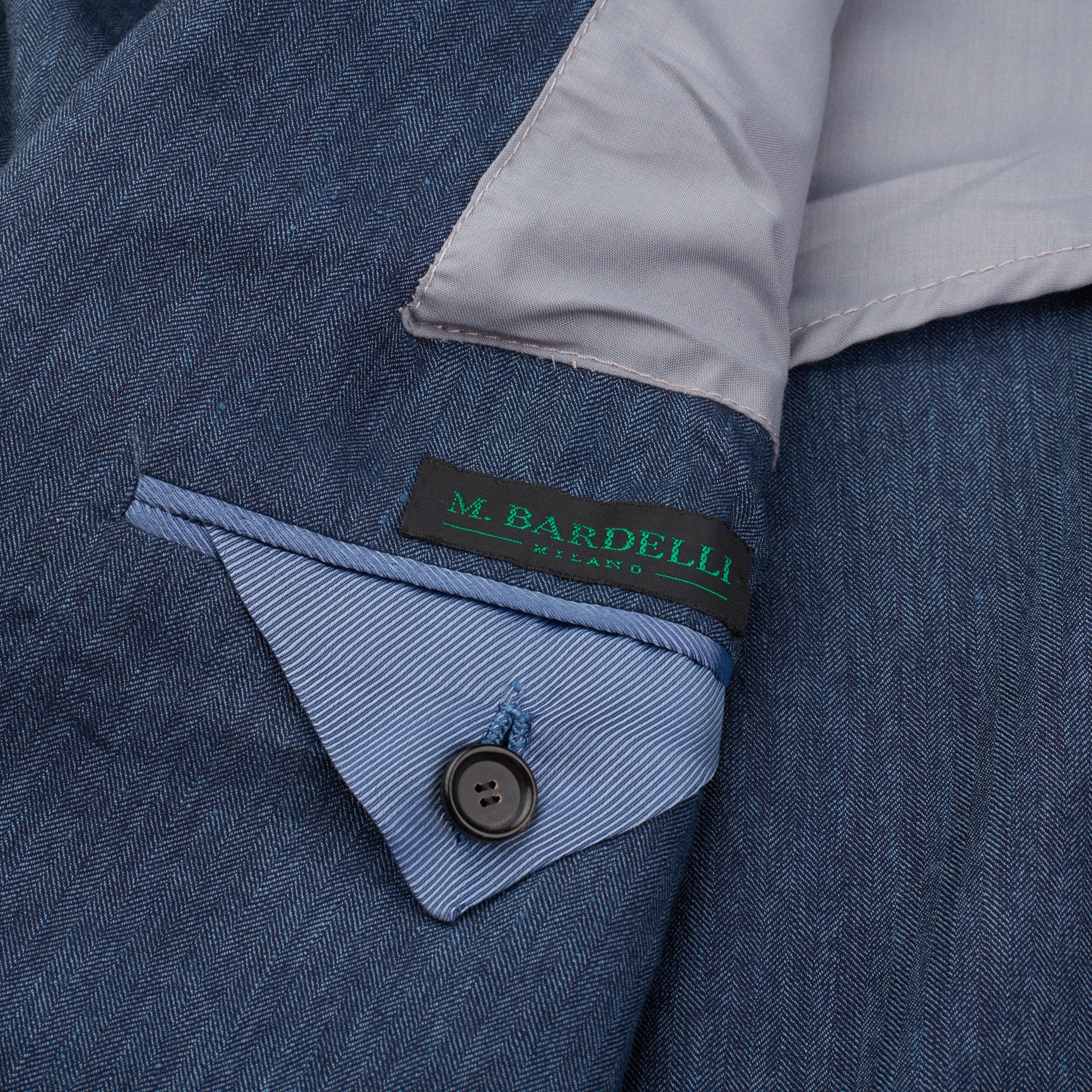 CESARE ATTOLINI for M.BARDELLI Blue Herringbone Linen-Wool-Silk Jacket EU 50 US 40 CESARE ATTOLINI