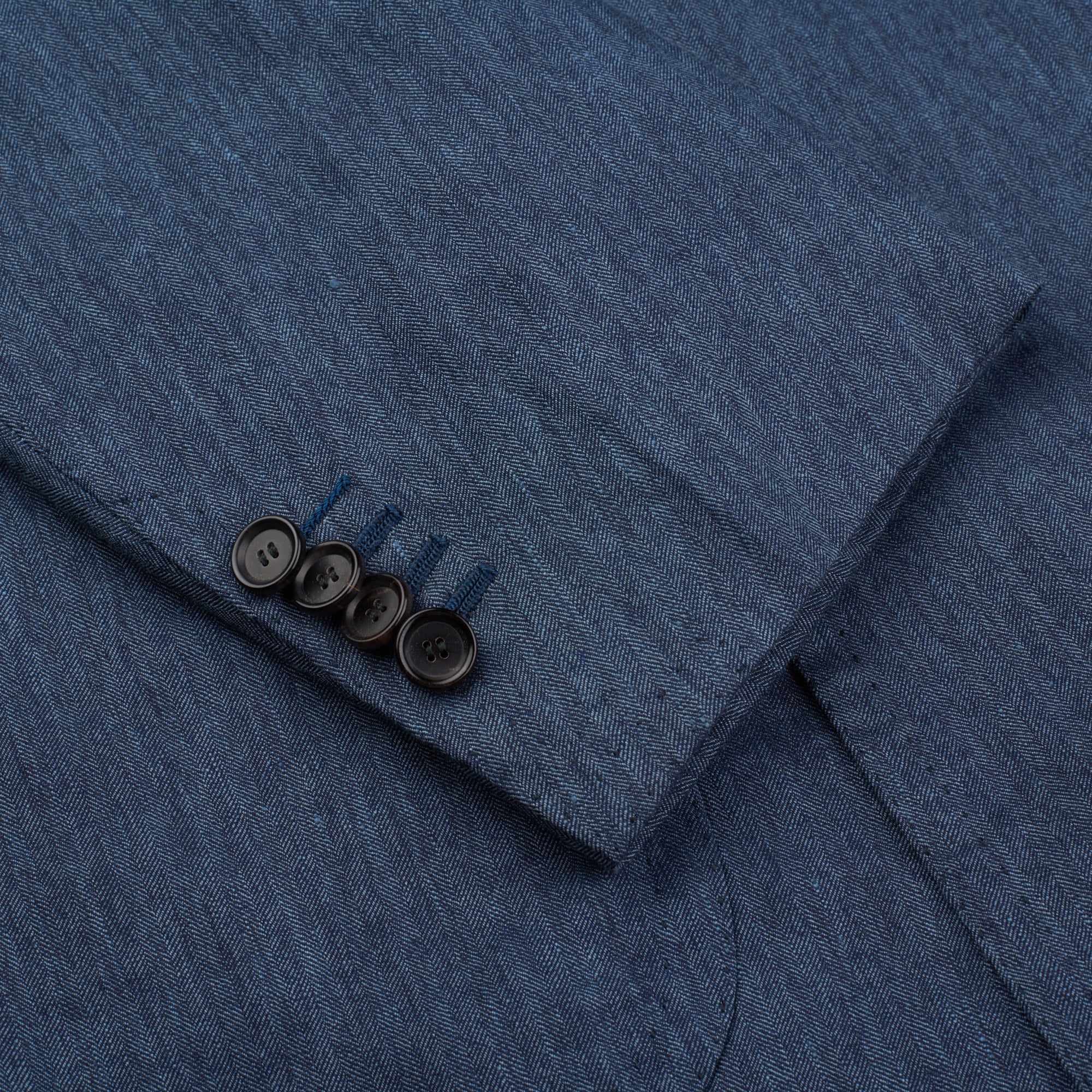 CESARE ATTOLINI for M.BARDELLI Blue Herringbone Linen-Wool-Silk Jacket EU 50 US 40 CESARE ATTOLINI