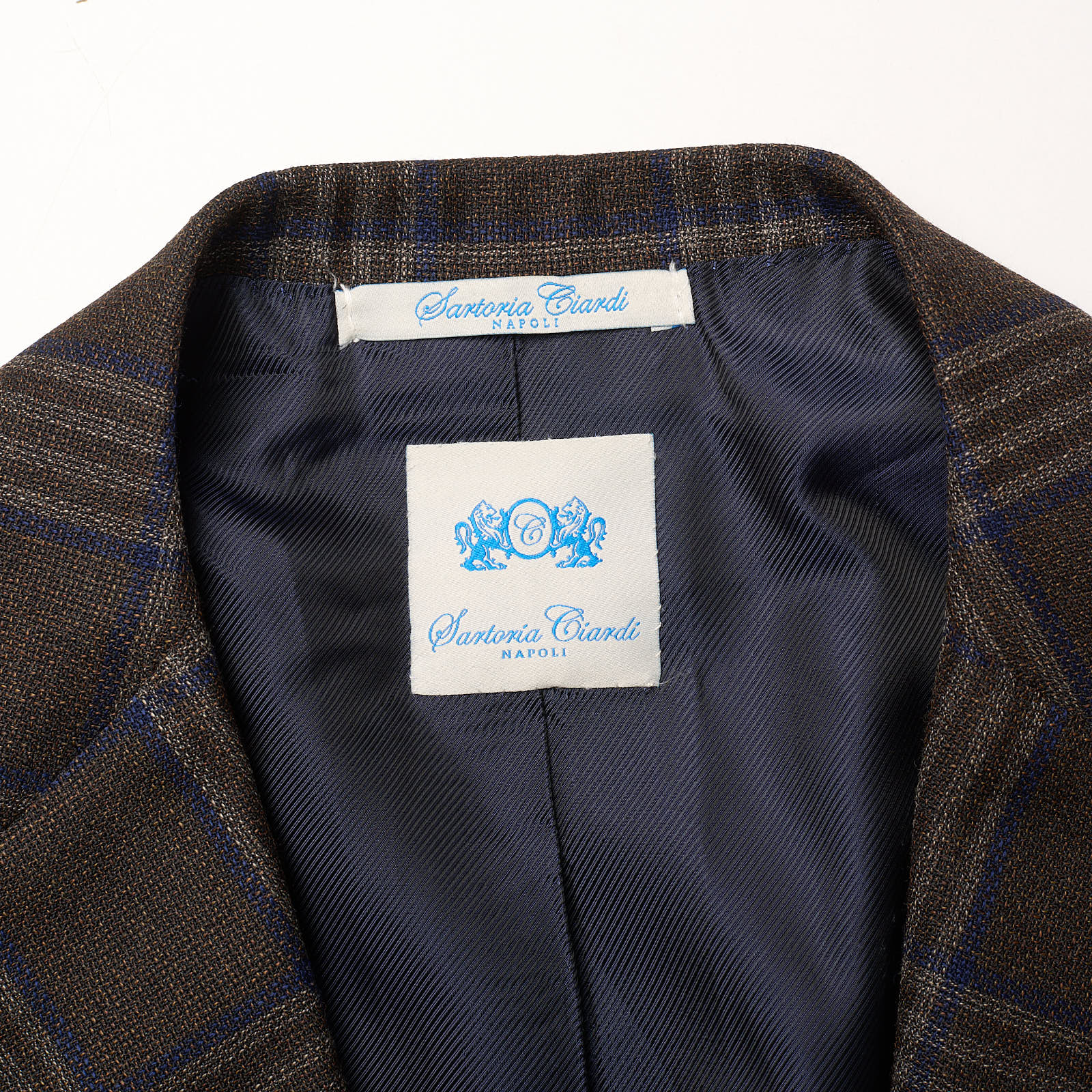 SARTORIA CIARDI Napoli Brown Plaid Wool Bespoke Jacket EU 50 NEW US 40