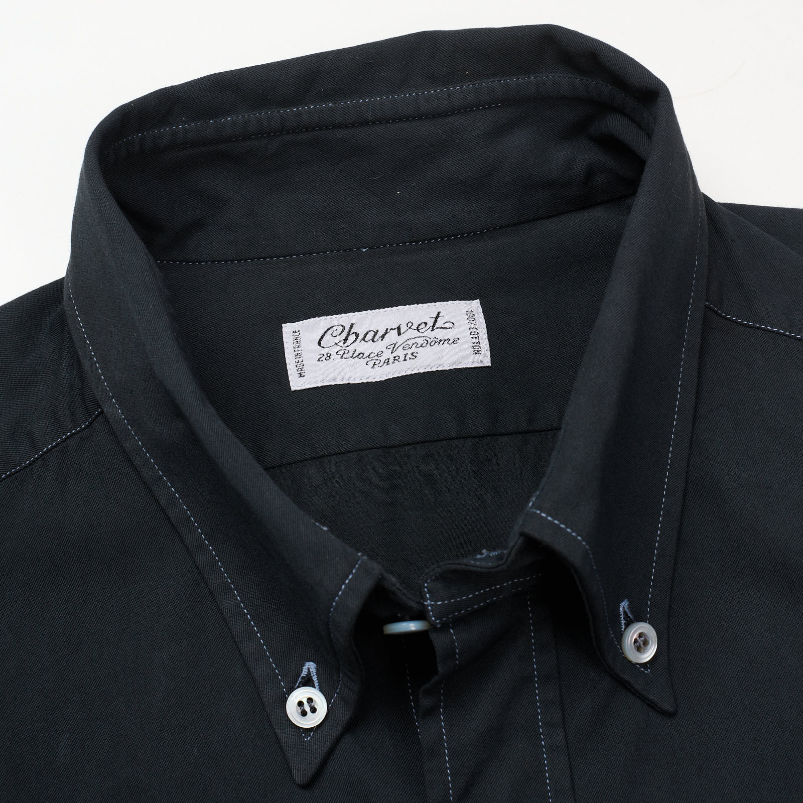 CHARVET Black Cotton Button-Down Shirt EU 40 NEW US 16