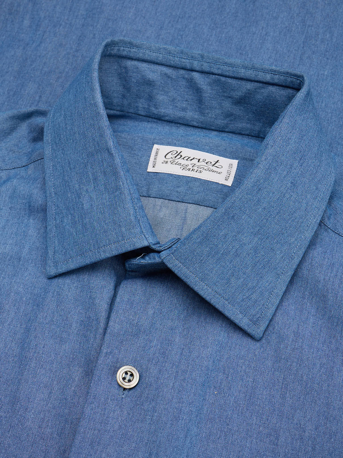 CHARVET Paris Blue Cotton MTM Denim Shirt