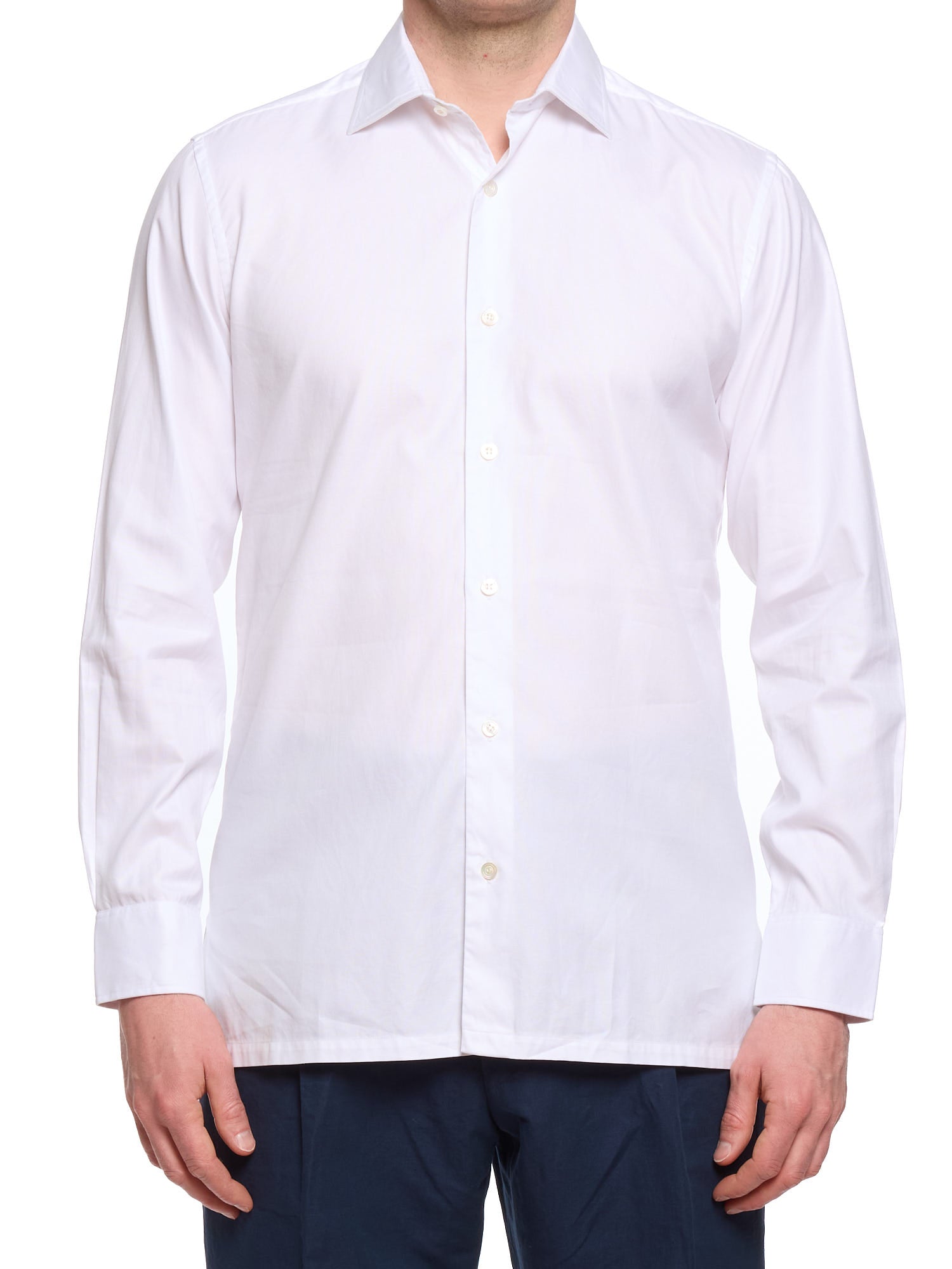 CHARVET Paris Handmade White Cotton Dress Shirt
