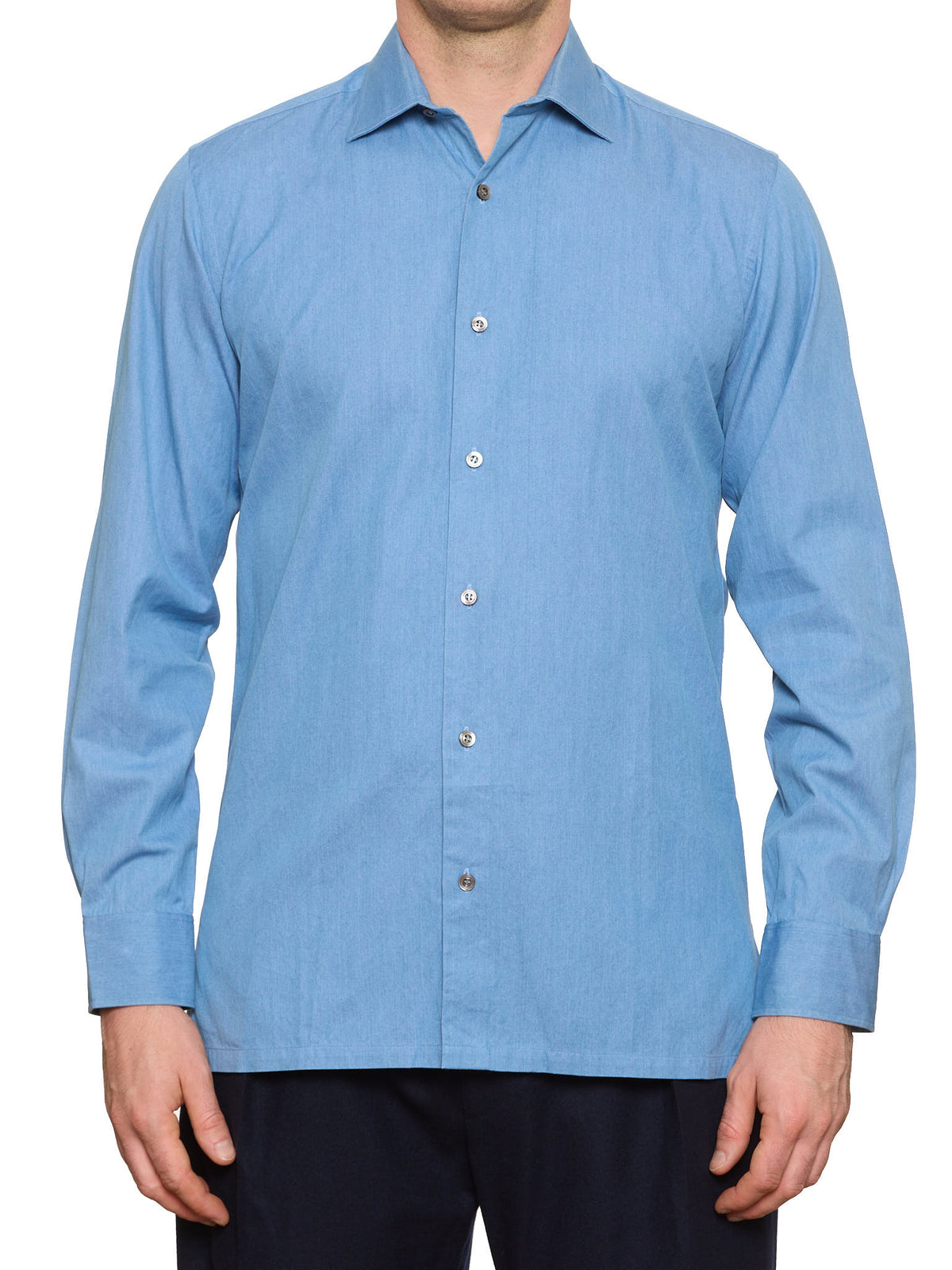 CHARVET Paris Light Blue Cotton MTM Denim Shirt
