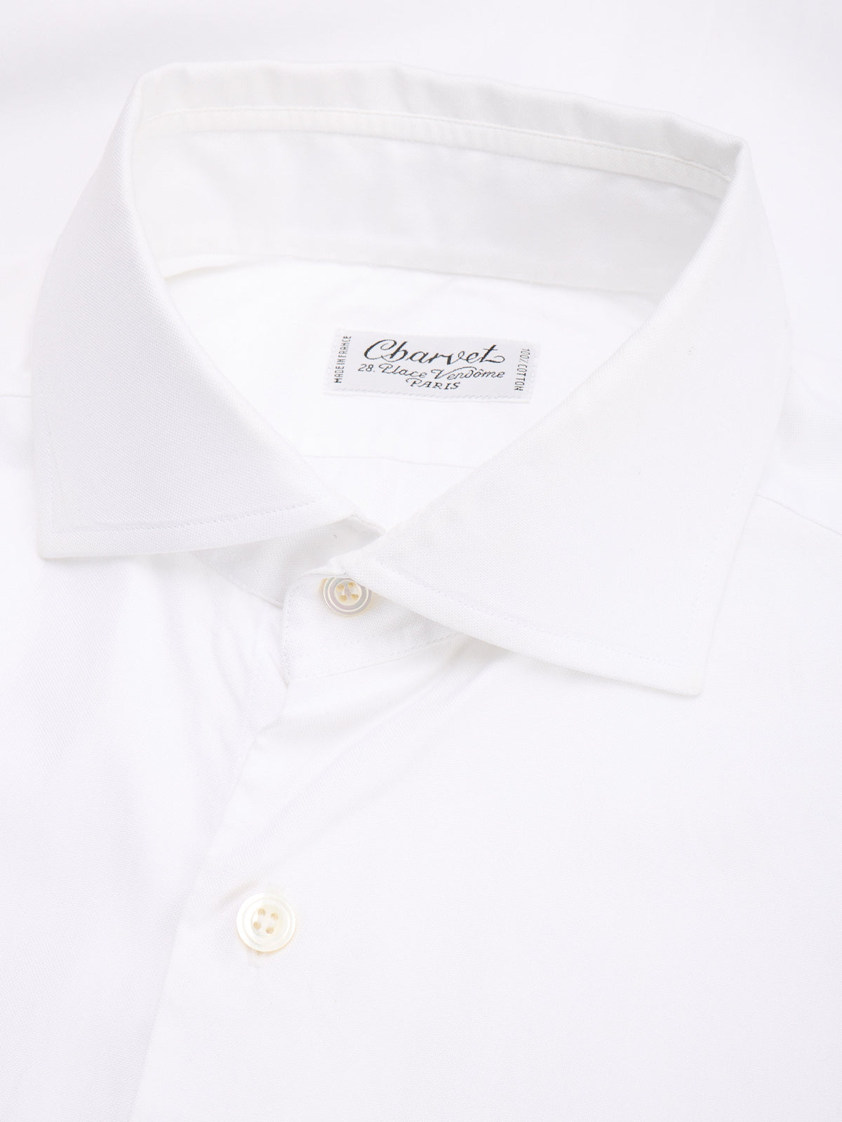 CHARVET Paris White Oxford Cotton MTM Dress Shirt
