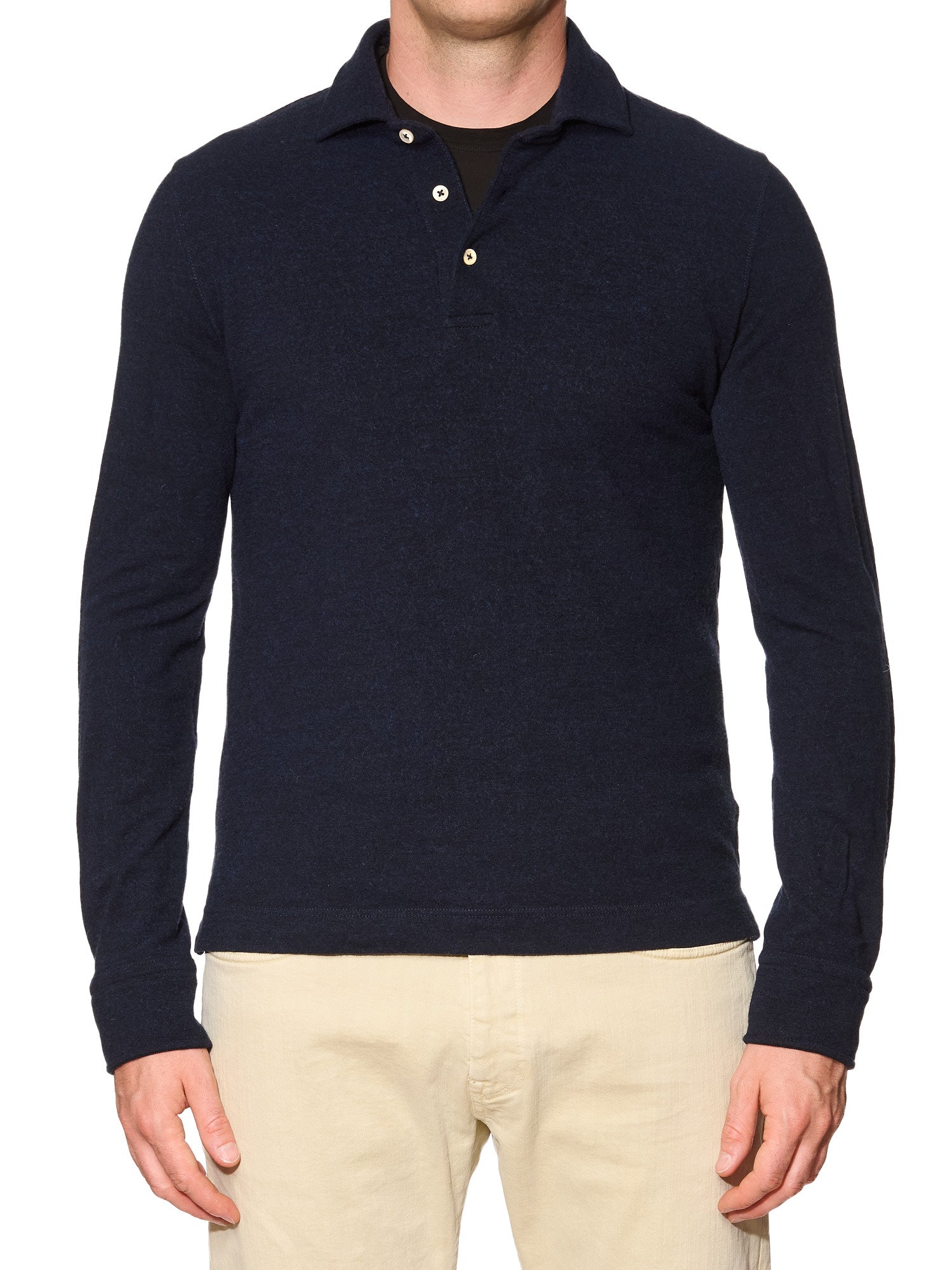 CIRCOLO 1901 Navy Blue Wool-Cotton Long Sleeve Polo Shirt Sweater Size M Slim
